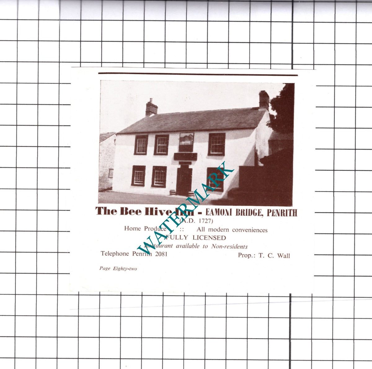 The Bee Hive In Eamont Bridge Penrith T C Wall Small Advert - c.1950's Cutting
