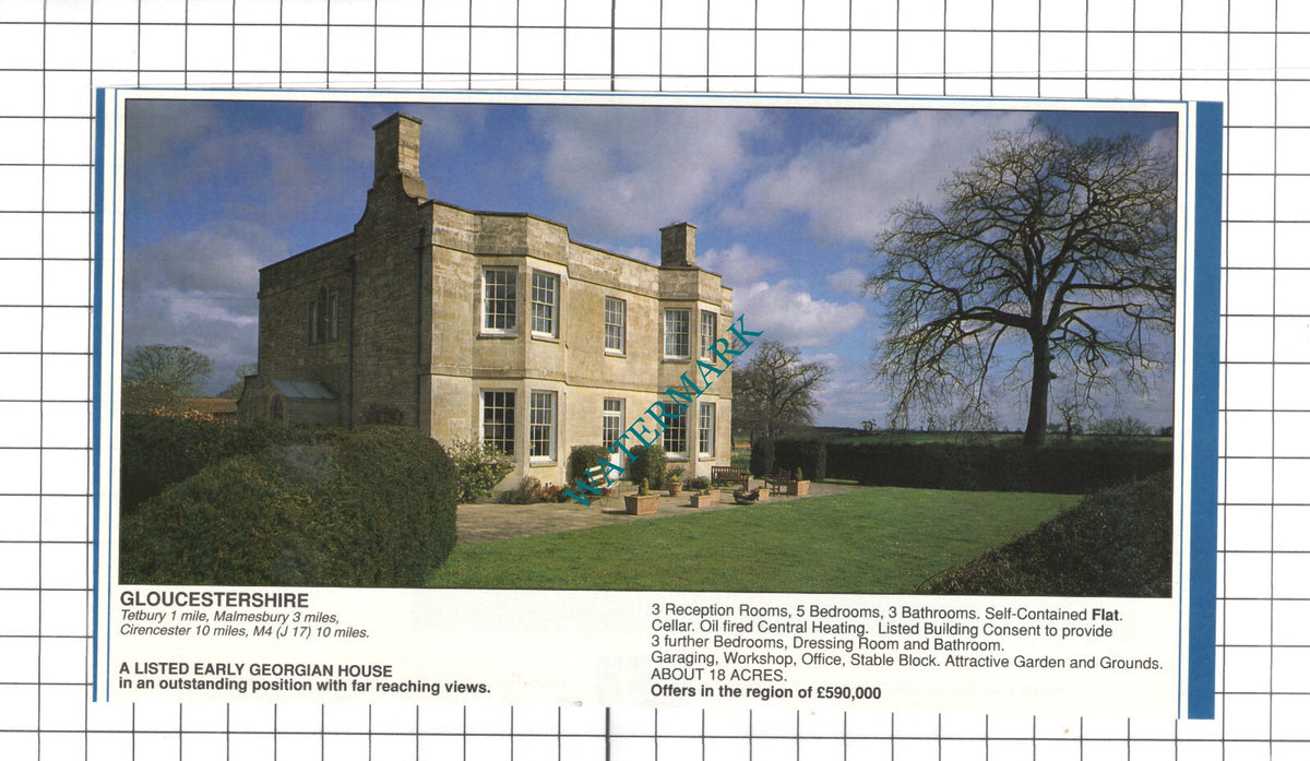 Tetbury Gloucestershire House Sale Advert - 1991 Clipping / Print