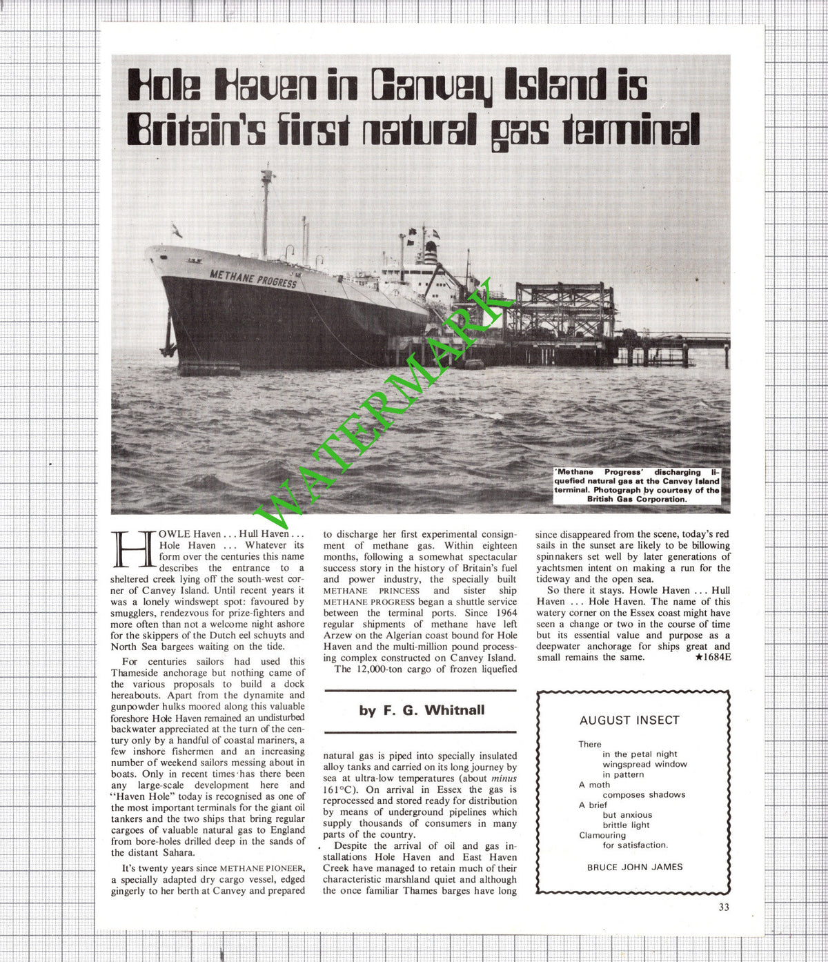 Hole Haven Howle Haven Canvey Island Methane Progress Ship - 1979 Article