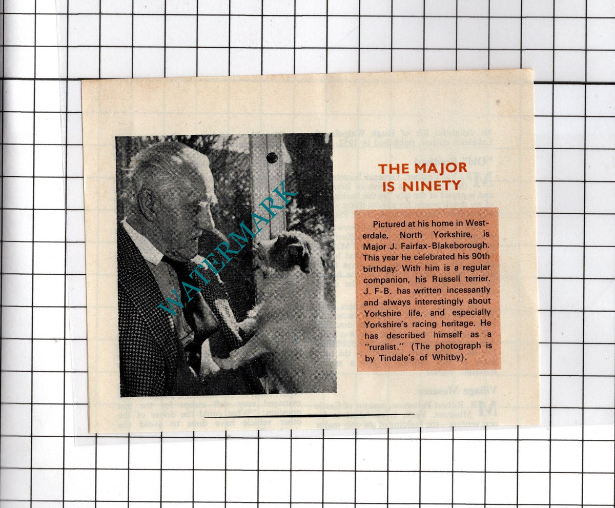 Major J Fairfax-Blakeborough WesterdaleYorkshire - 1972 Small Cutting