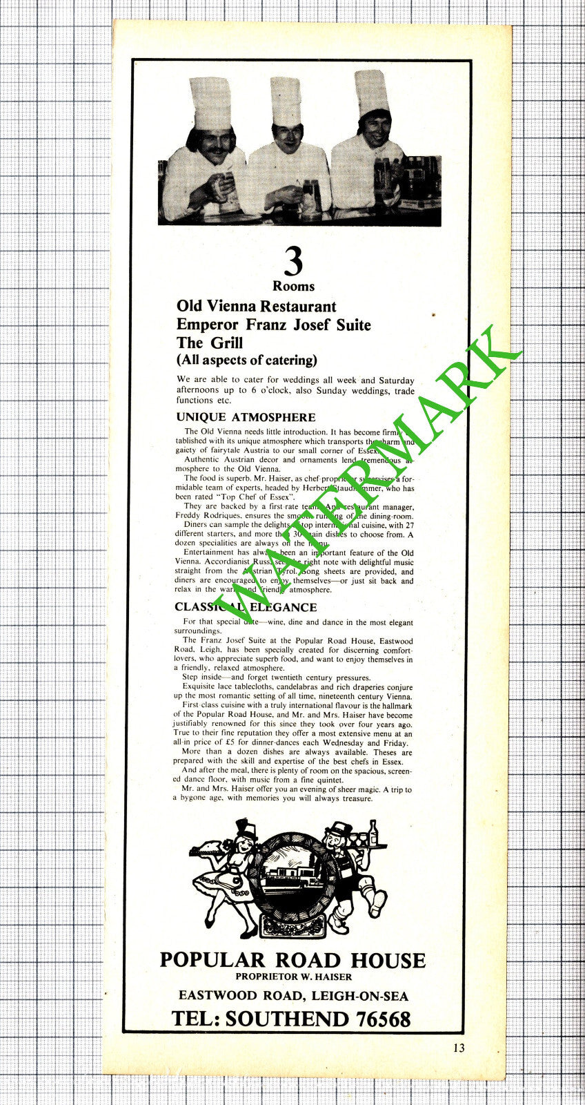 Popular Road House Leigh-on-Sea Essex W Haiser Advert - 1975 Cutting