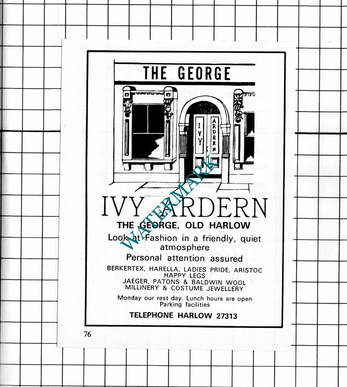 Ivy Ardern The George Old Harlow Essex Advert - 1974 Clipping / Print