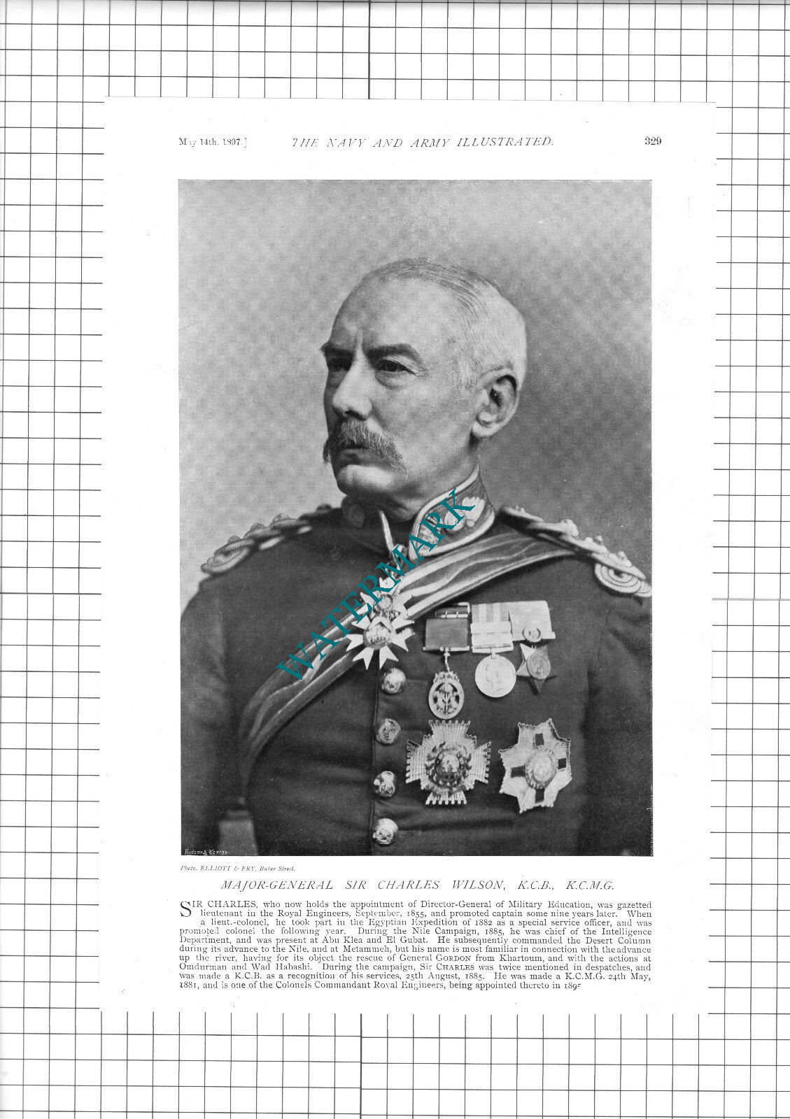 Major General Sir Charles Wilson - 1897 Book Print