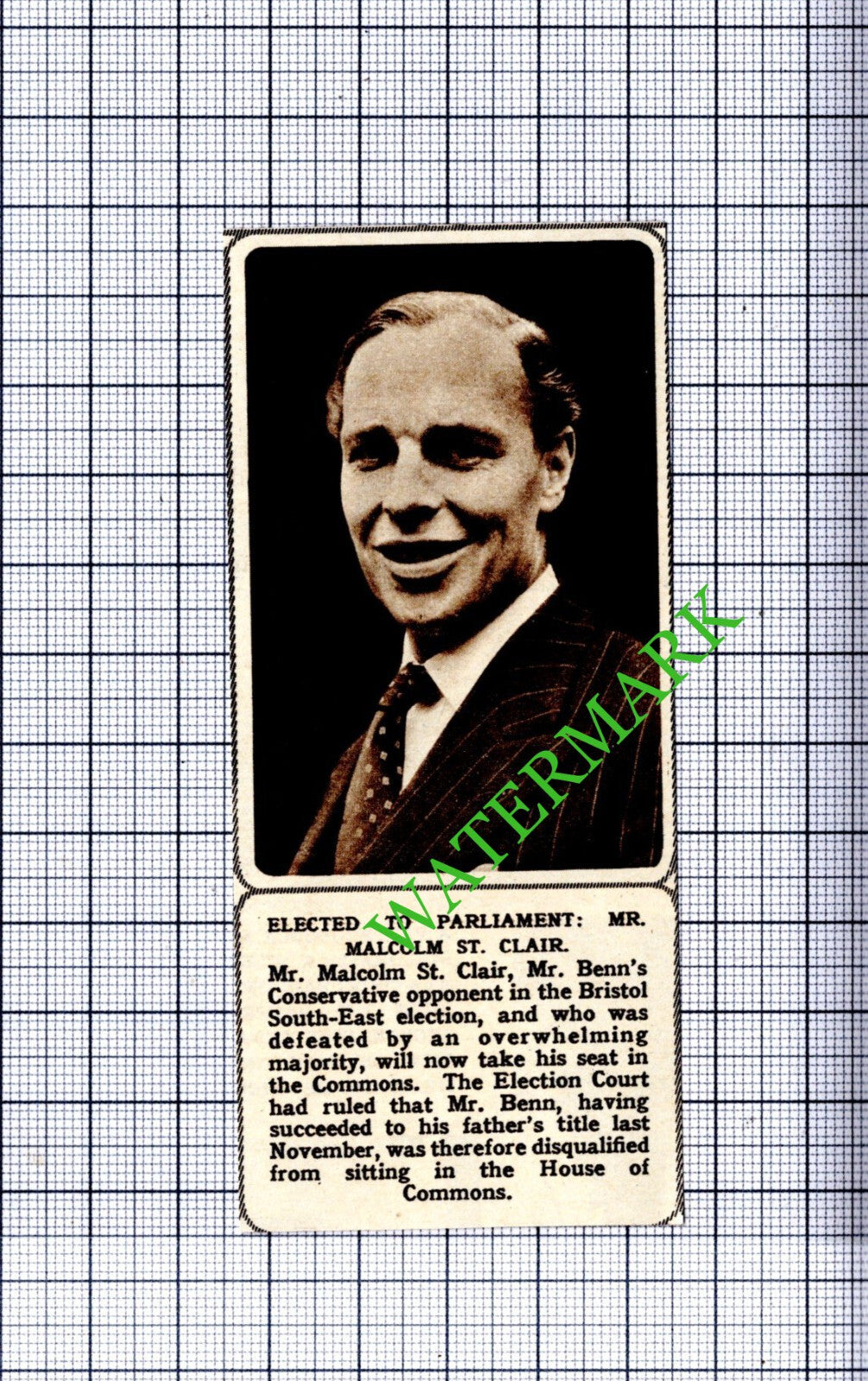 Mr Malcolm St Clair - 1961 Small Cutting