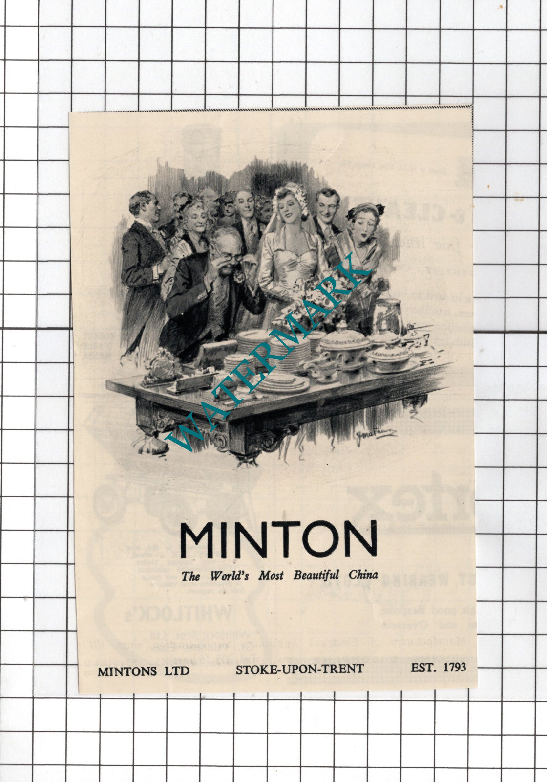 Minton China Stoke-on-Trent Advert - 1950 Small Cutting