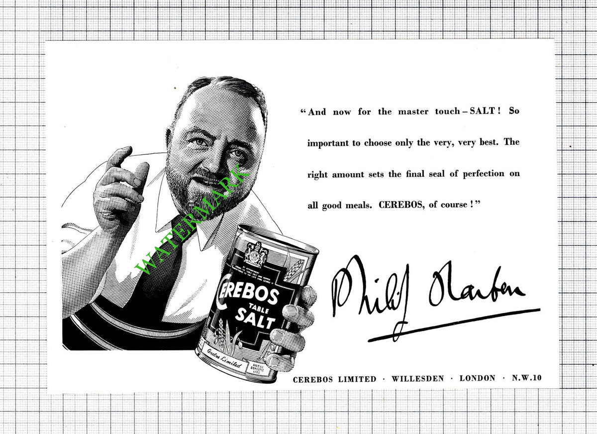 Philip Harben Cerebos Salt ADVERT - 1956 Cutting