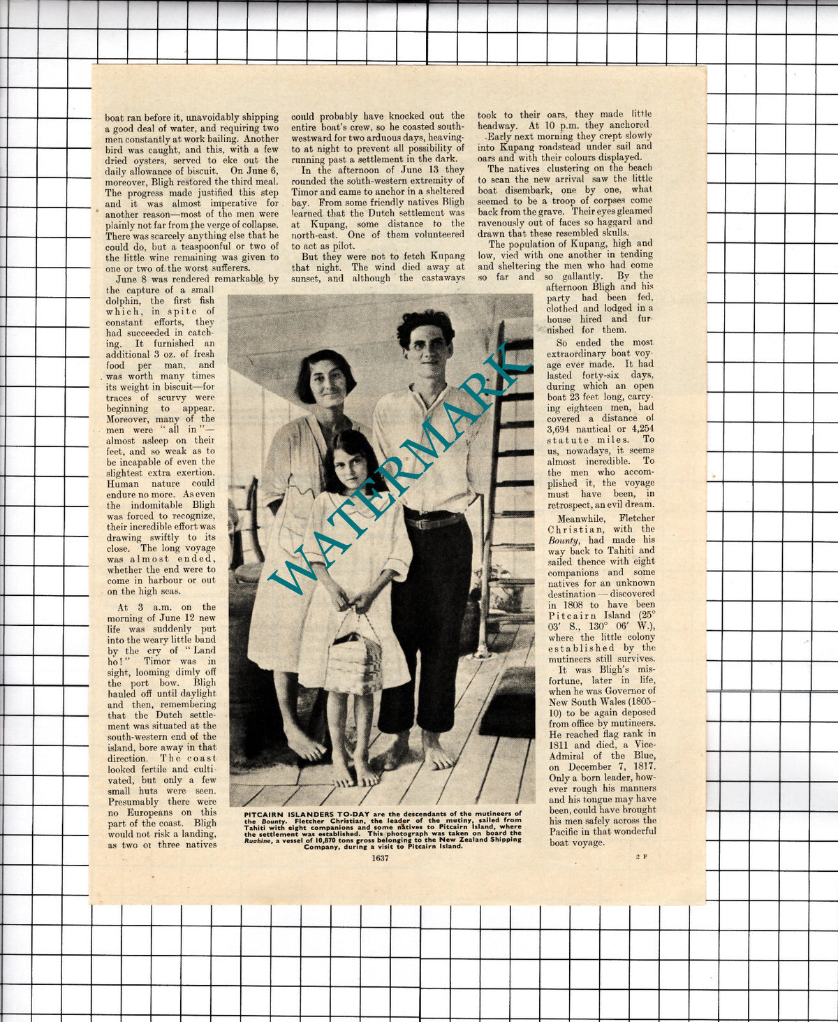 Captain Bligh The Bounty Ship - c.1940's Article