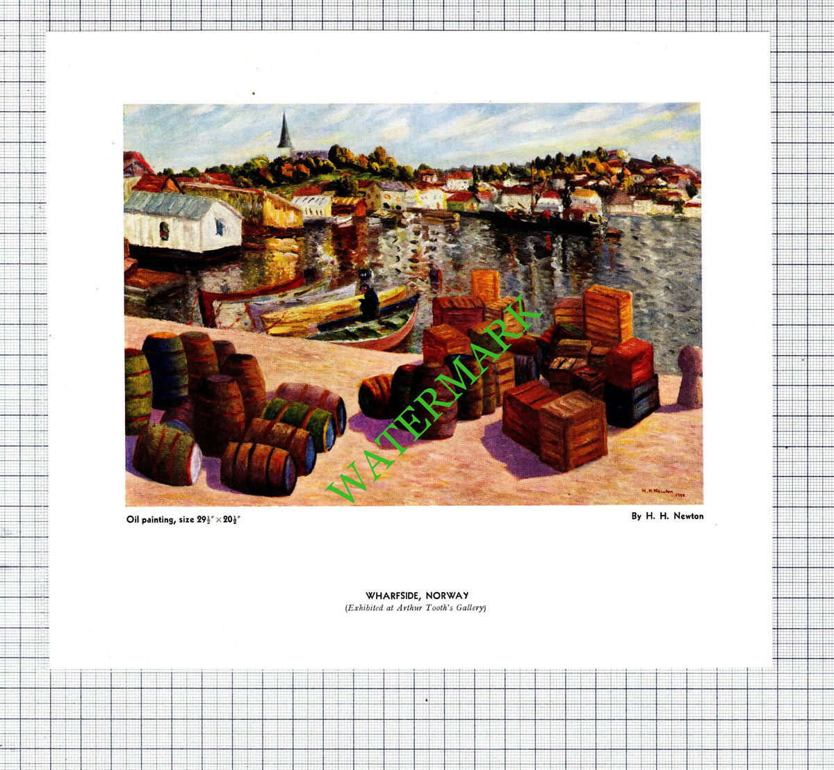 Wharfside Norway HH Newton - 1930s Cutting / Print