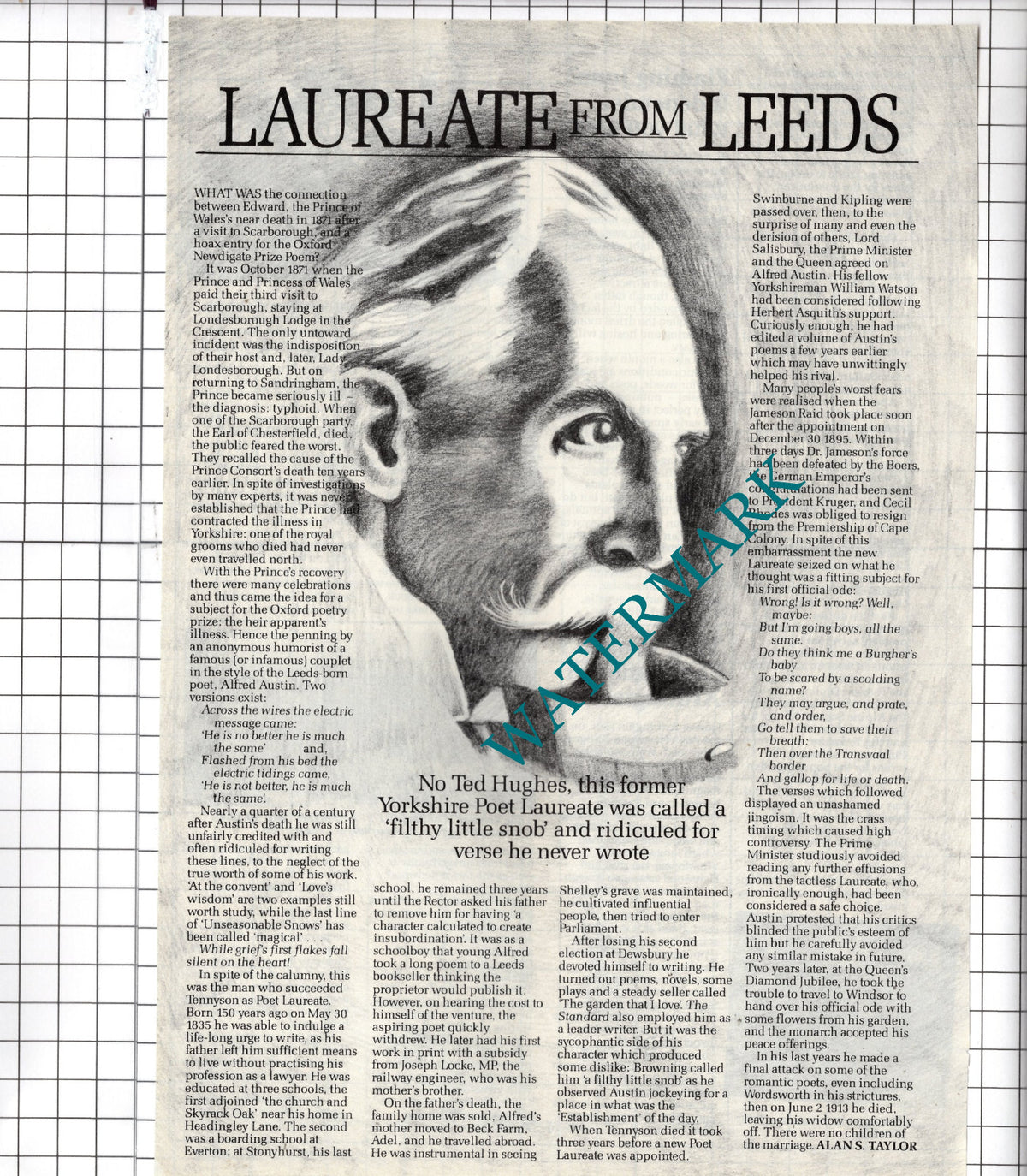 Alfred Austin Leeds Yorkshire Poet - 1985 Article