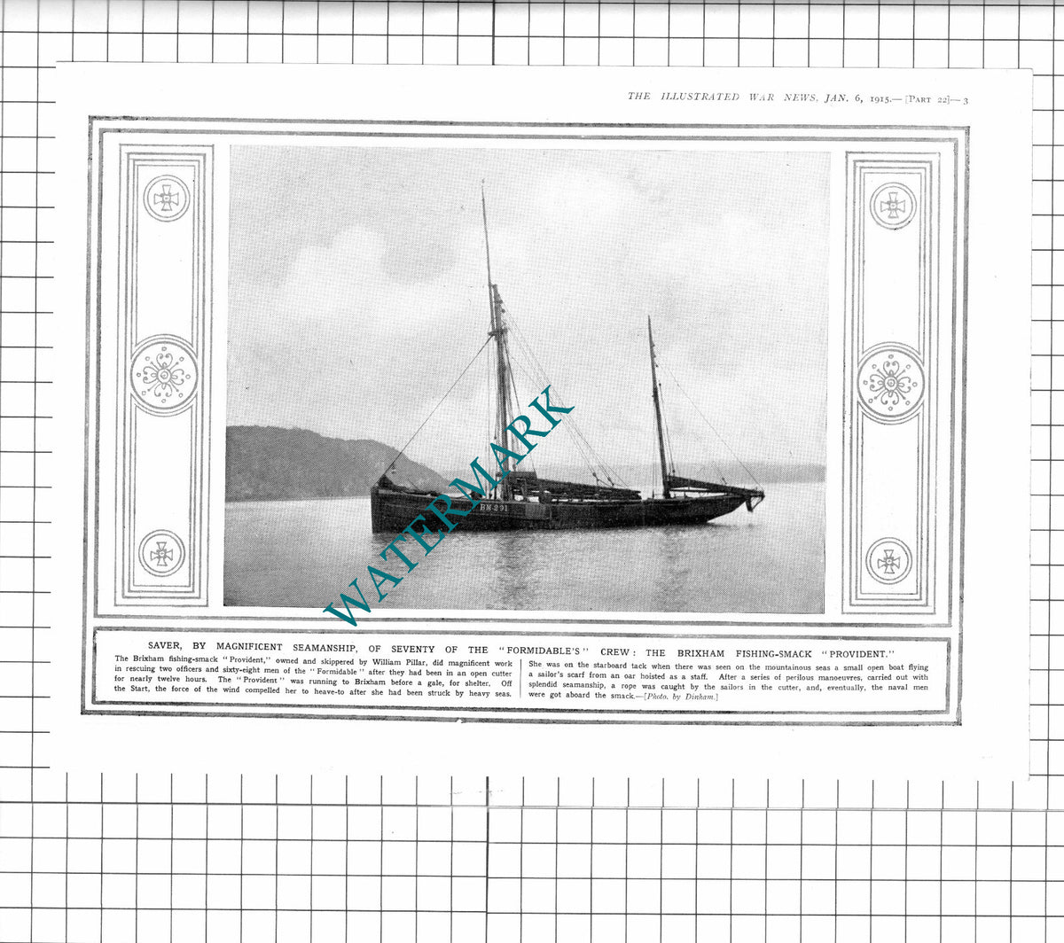 Brixham Boat PROVIDENT William Pillar Ship FORMIDABLE WW1 - 1915 Book Print