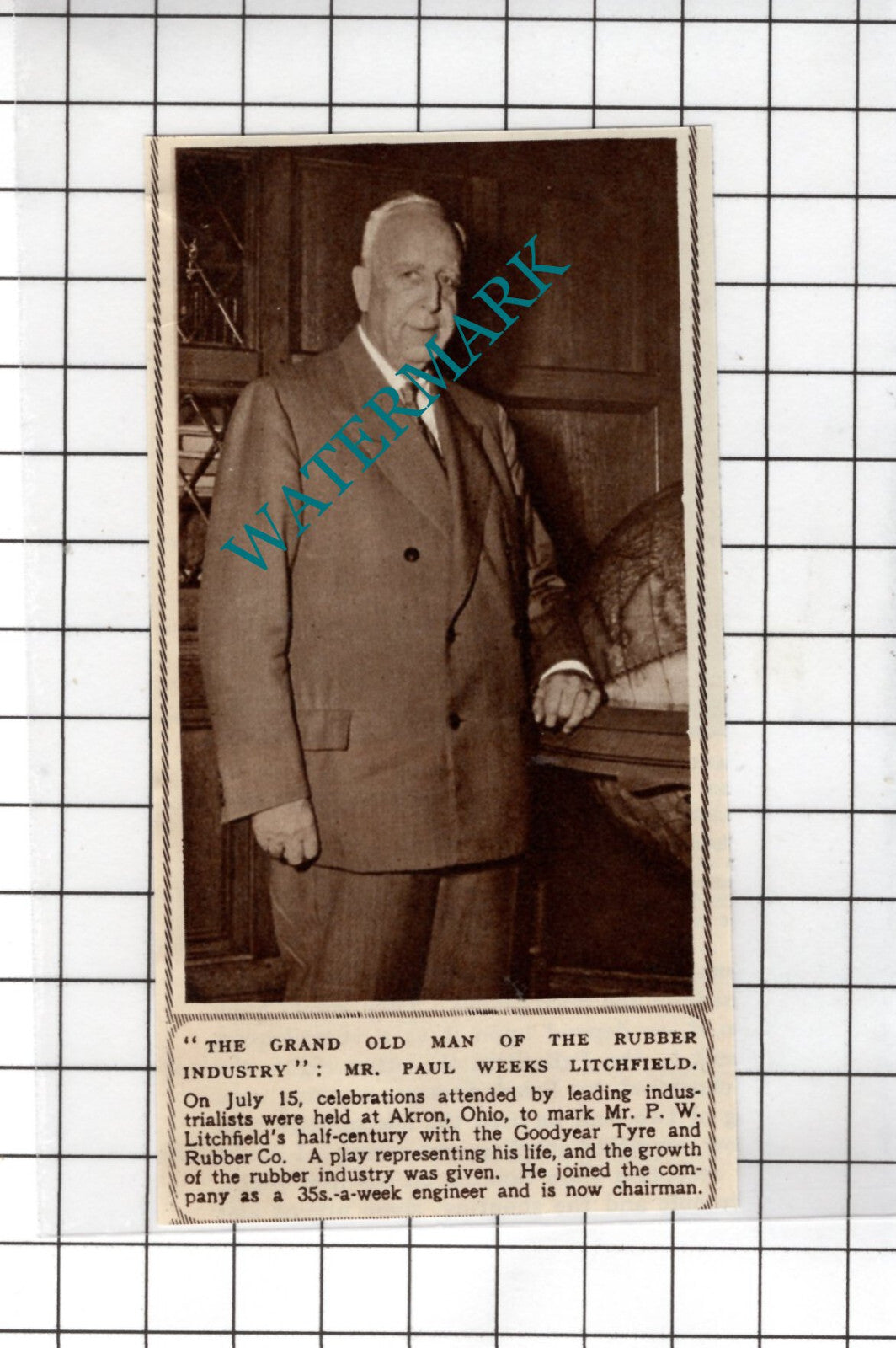 Mr Paul Weeks Litchfield Goodyear Tyre & Rubber Company - 1950 Small Cutting