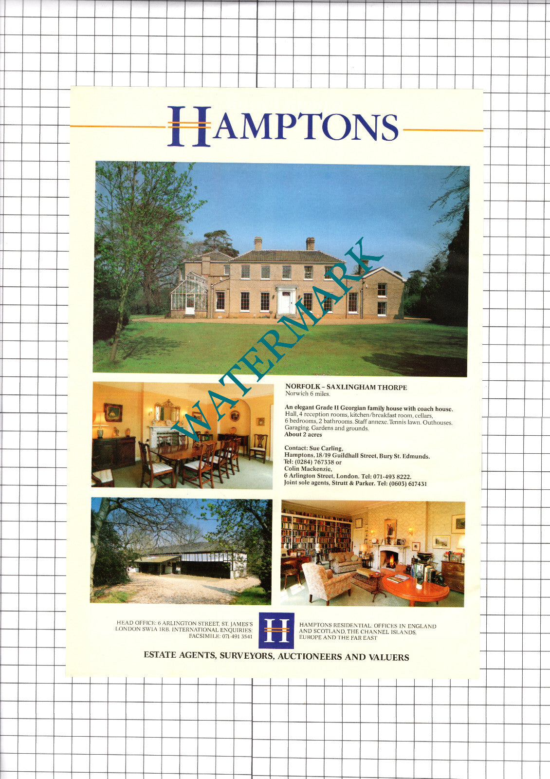SaxlinghamThorpe Norfolk House Sale Advert - 1991 Clipping / Print