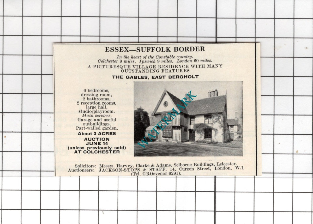 The Gables East Bergholt Suffolk - 1967 SMALL House Sale Advert