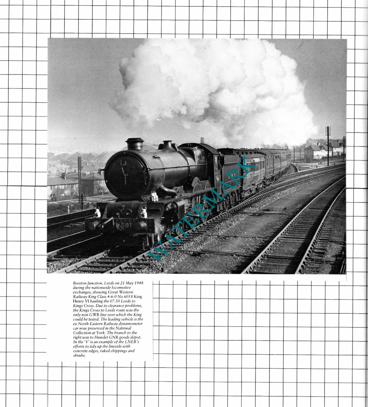 Beeston Junction Leeds GWR Engine No 6018 - Cutting / Print