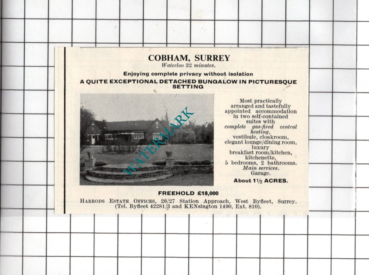 Cobham Surrey - 1967 SMALL House Sale Advert