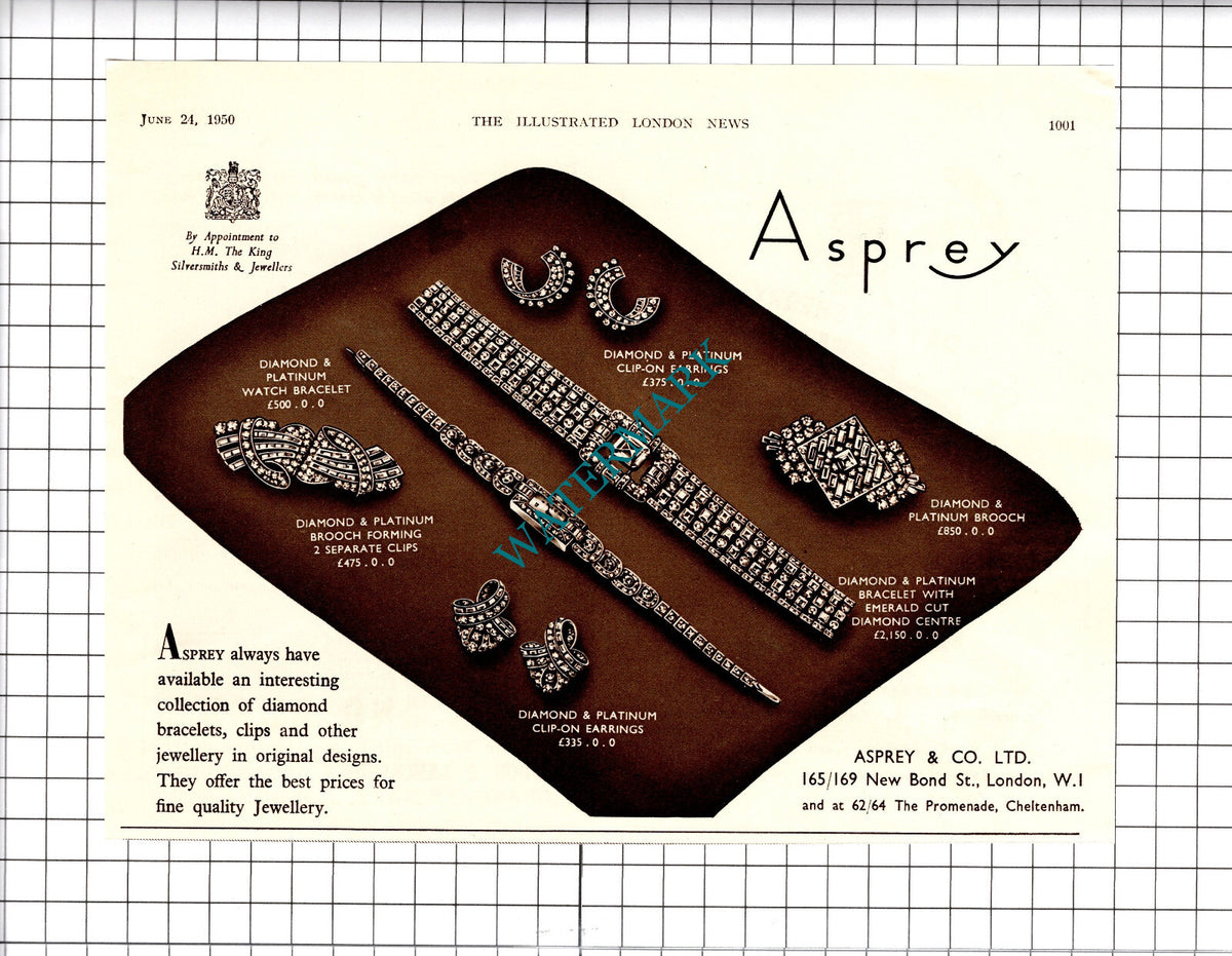 Asprey & Co Ltd London Jewellers Advert - 1950 Cutting