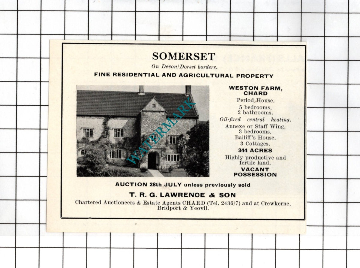 Weston Farm Chard Somerset - 1967 Small House Advert