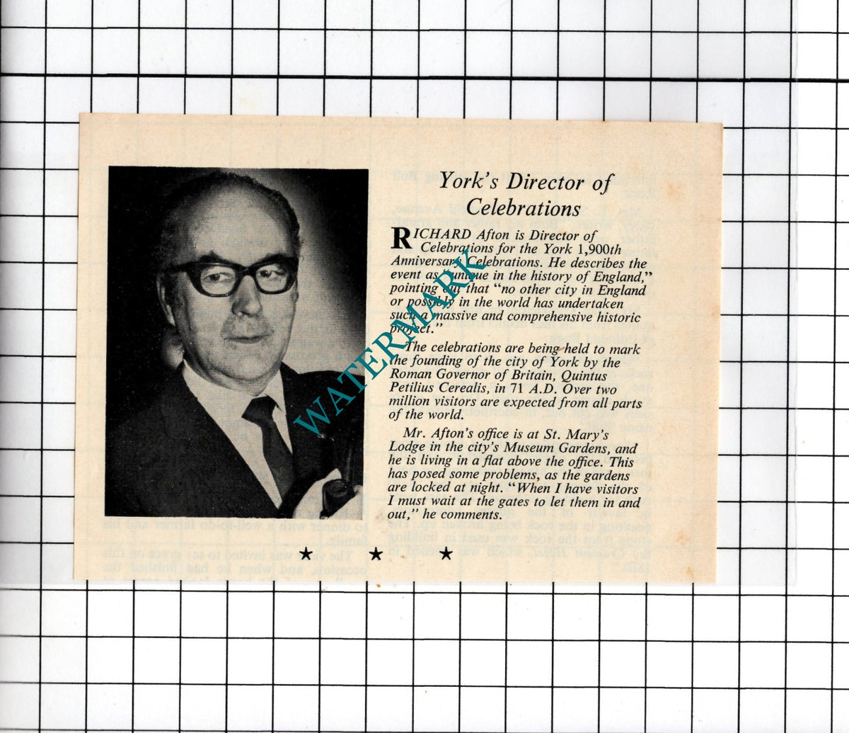 Richard Afton York Yorkshire - 1971 Small Clipping