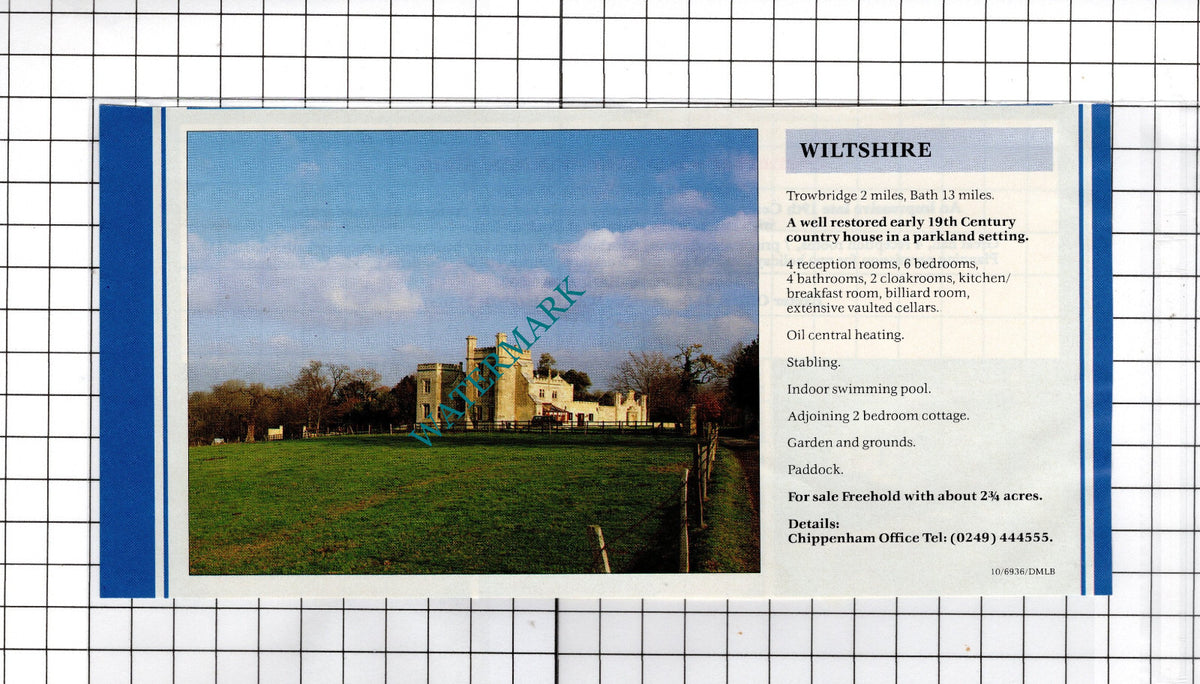 Trowbridge Wiltshire House Sale Advert - 1991 Cutting