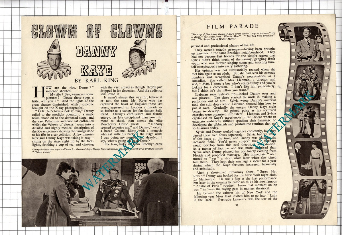 Danny Kaye Actor - c.1948 Article