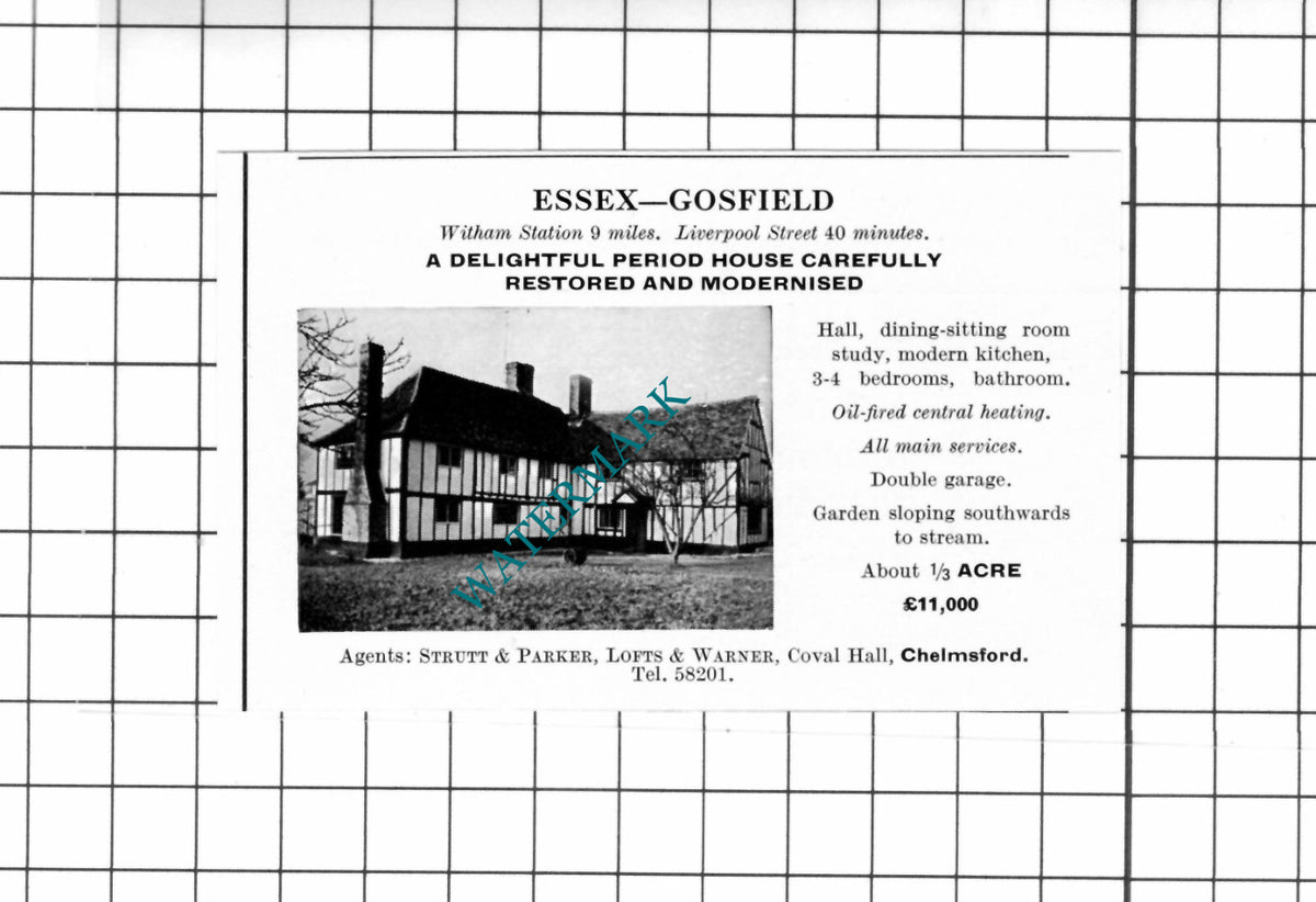 Gosfield Essex SMALL House Sale Advert - 1967 Clipping