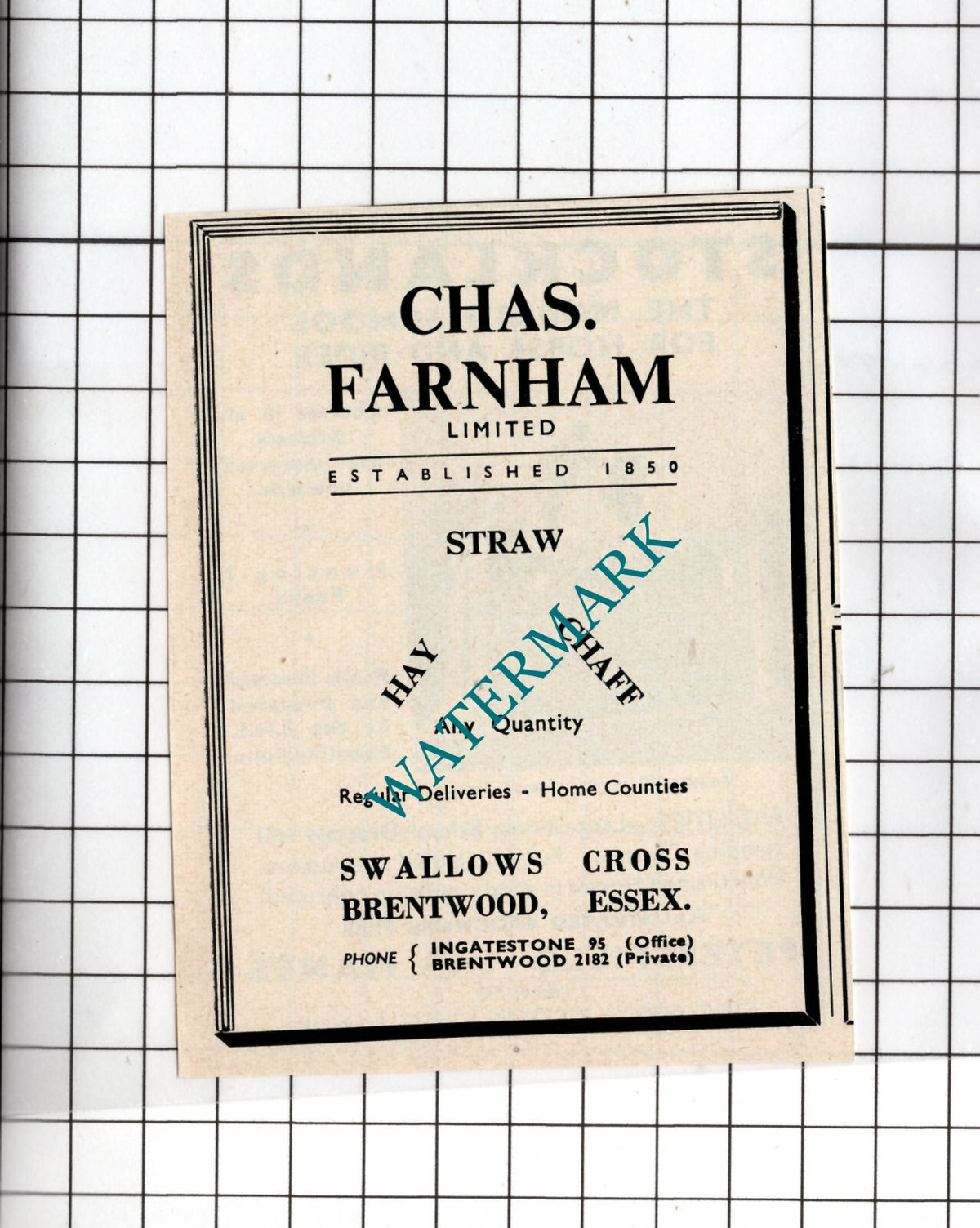 Charles Chas Farnham Ltd Swallows Cross Brentwood Essex - 1949 Small Advert