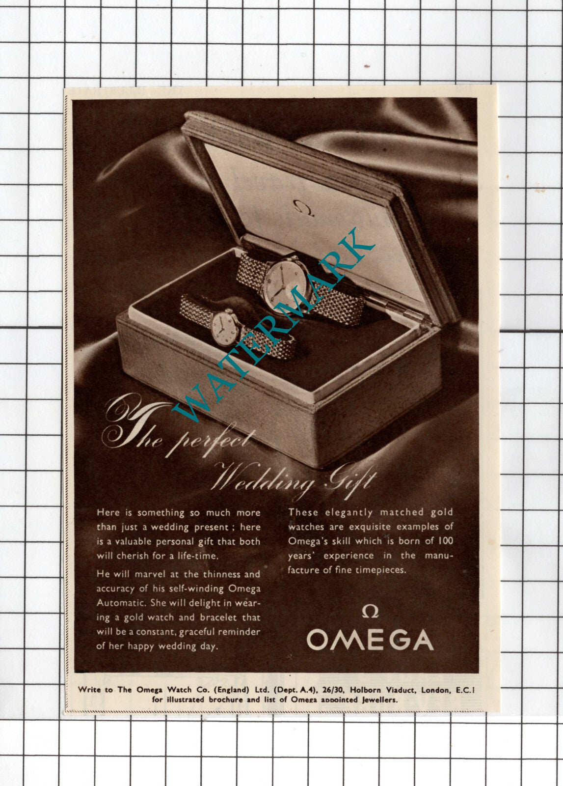 Omega Watch Advert - 1950 Small Cutting