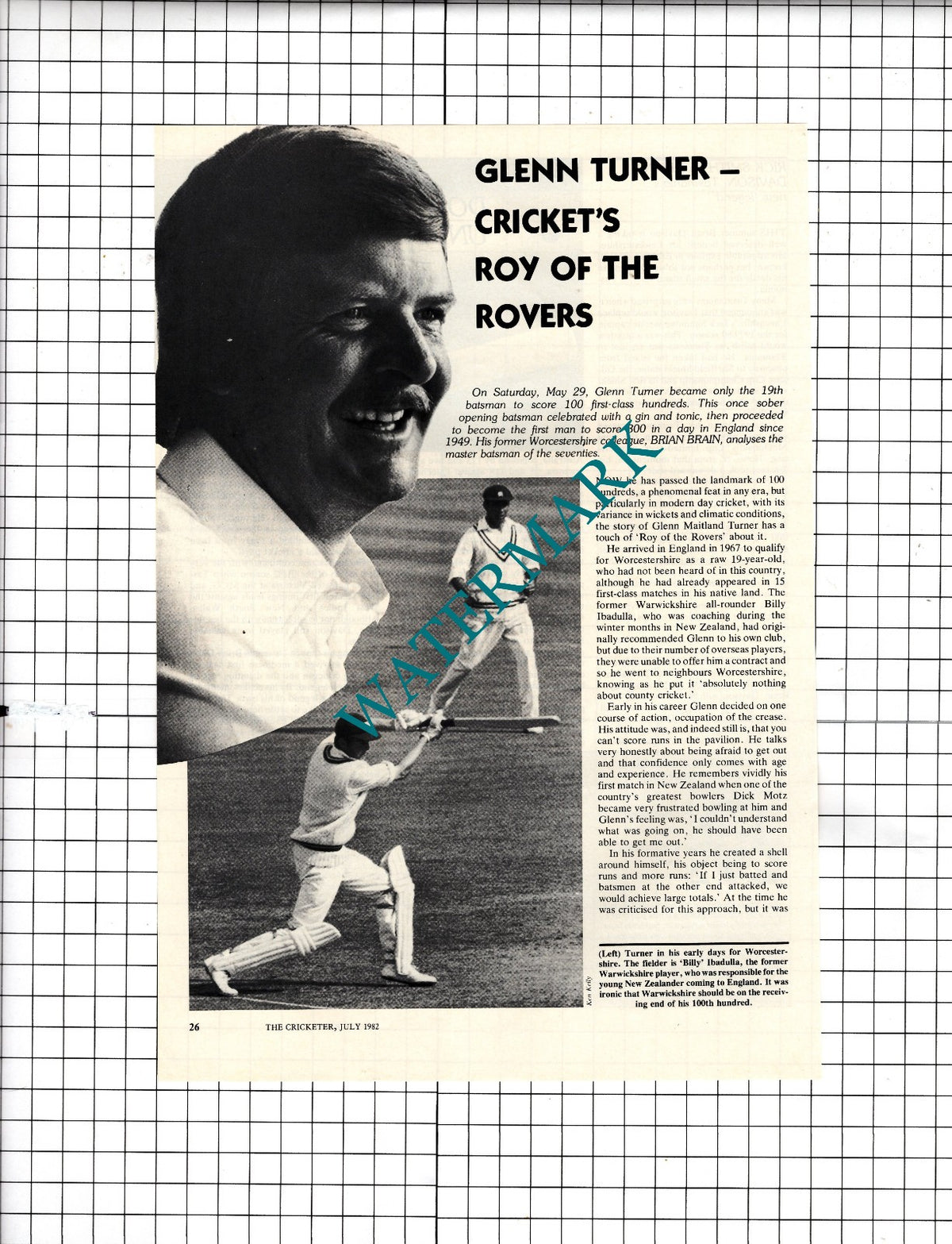 Glenn Turner Cricketer Cricket - 1982 Article