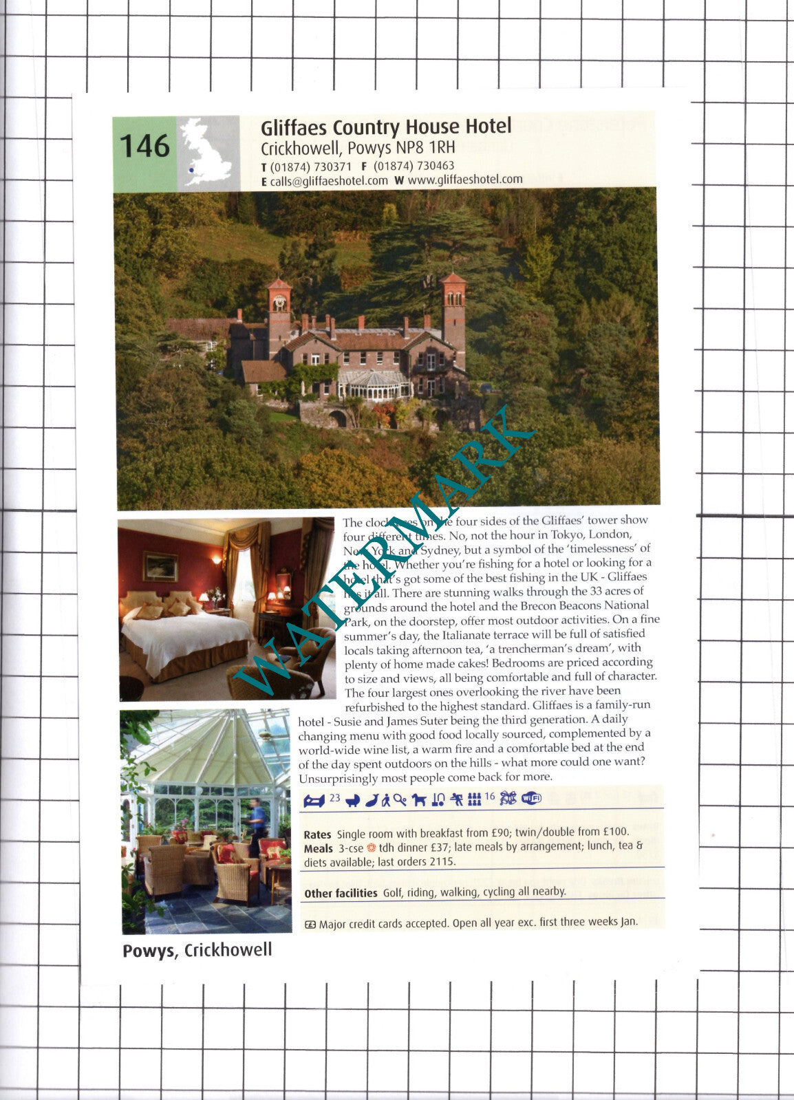 Peterstone Court Llanhamlach / Gliffaes Hotel Crickhowell Advert - 2011 Cutting