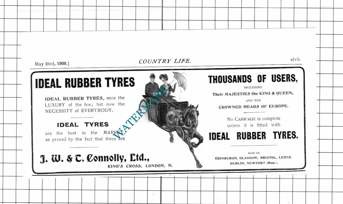 J W & T Connolly Ltd London Ideal Tyres Advert - 1903 Clipping