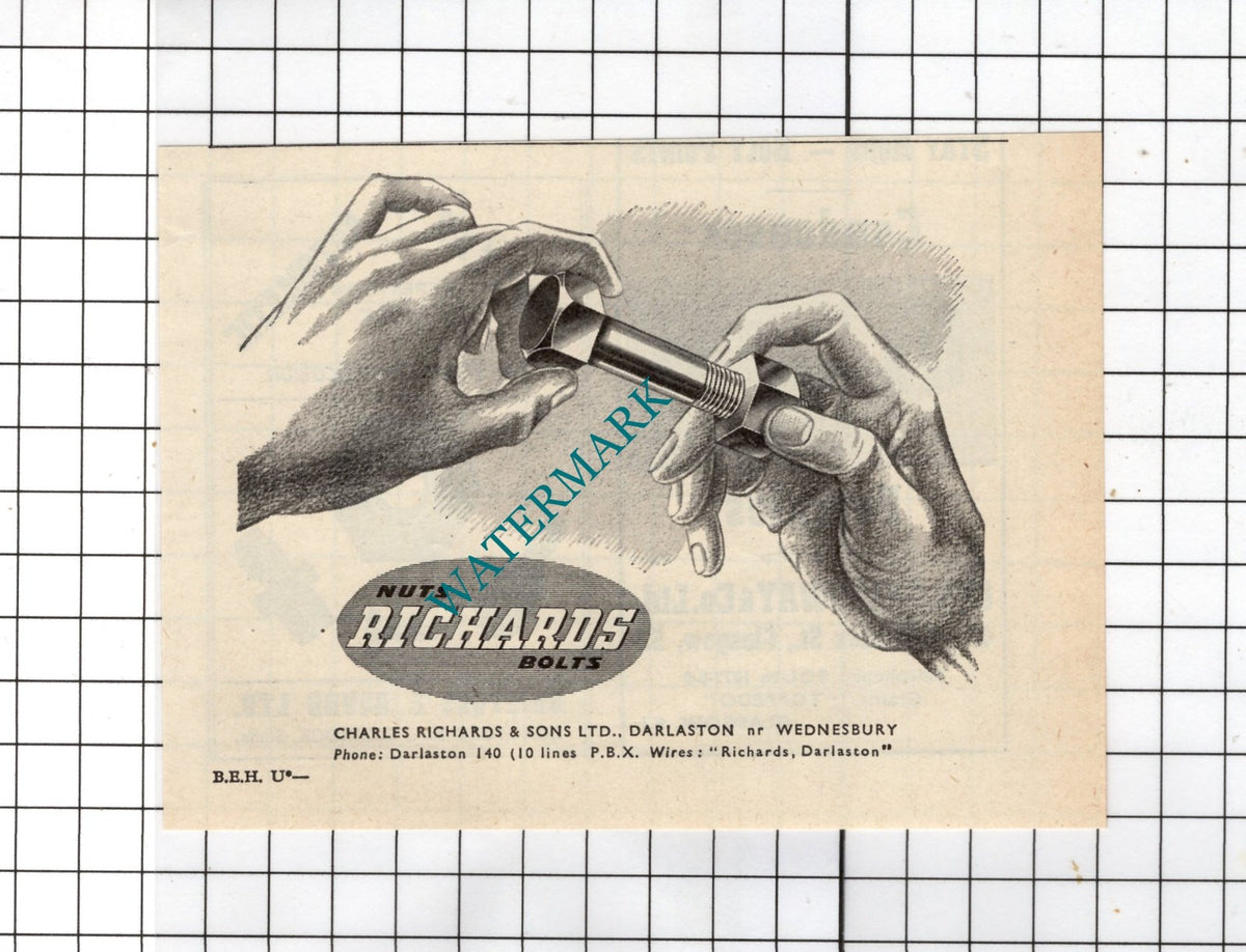 Charles Richards & Sons Ltd Darlaston Wednesbury - 1954 Small Advert
