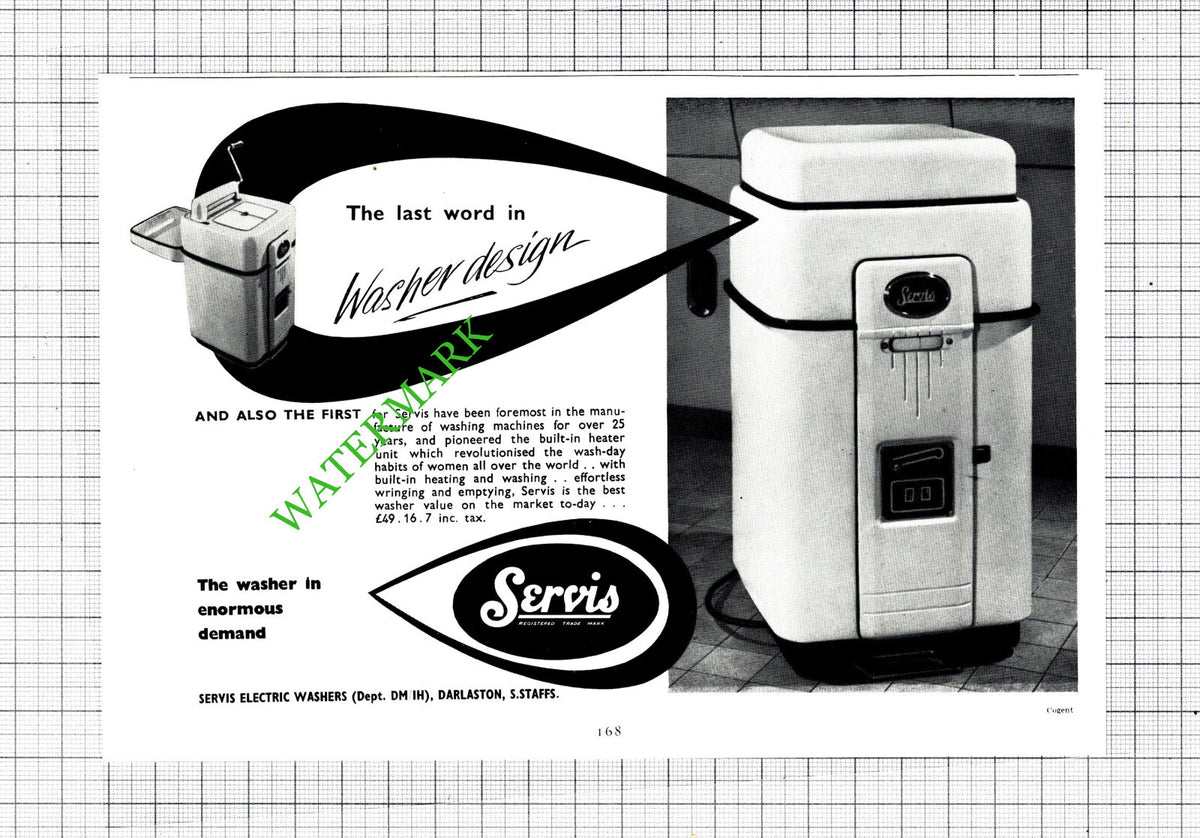 Servis Electric Washers Darlaston ADVERT - 1956 Cutting