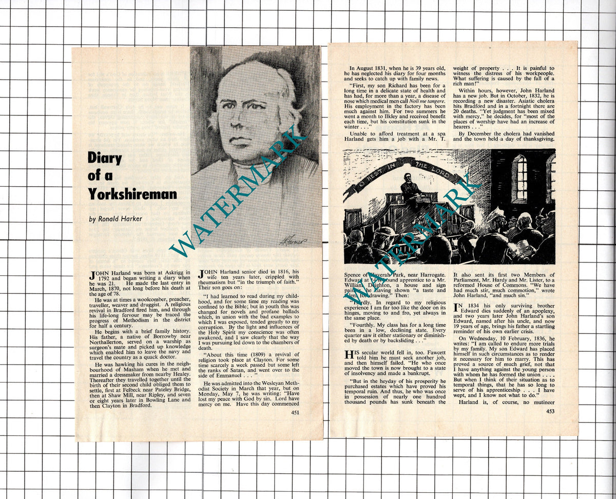 John Harland Askrigg Yorkshire - 1972 Article (light creasing!)