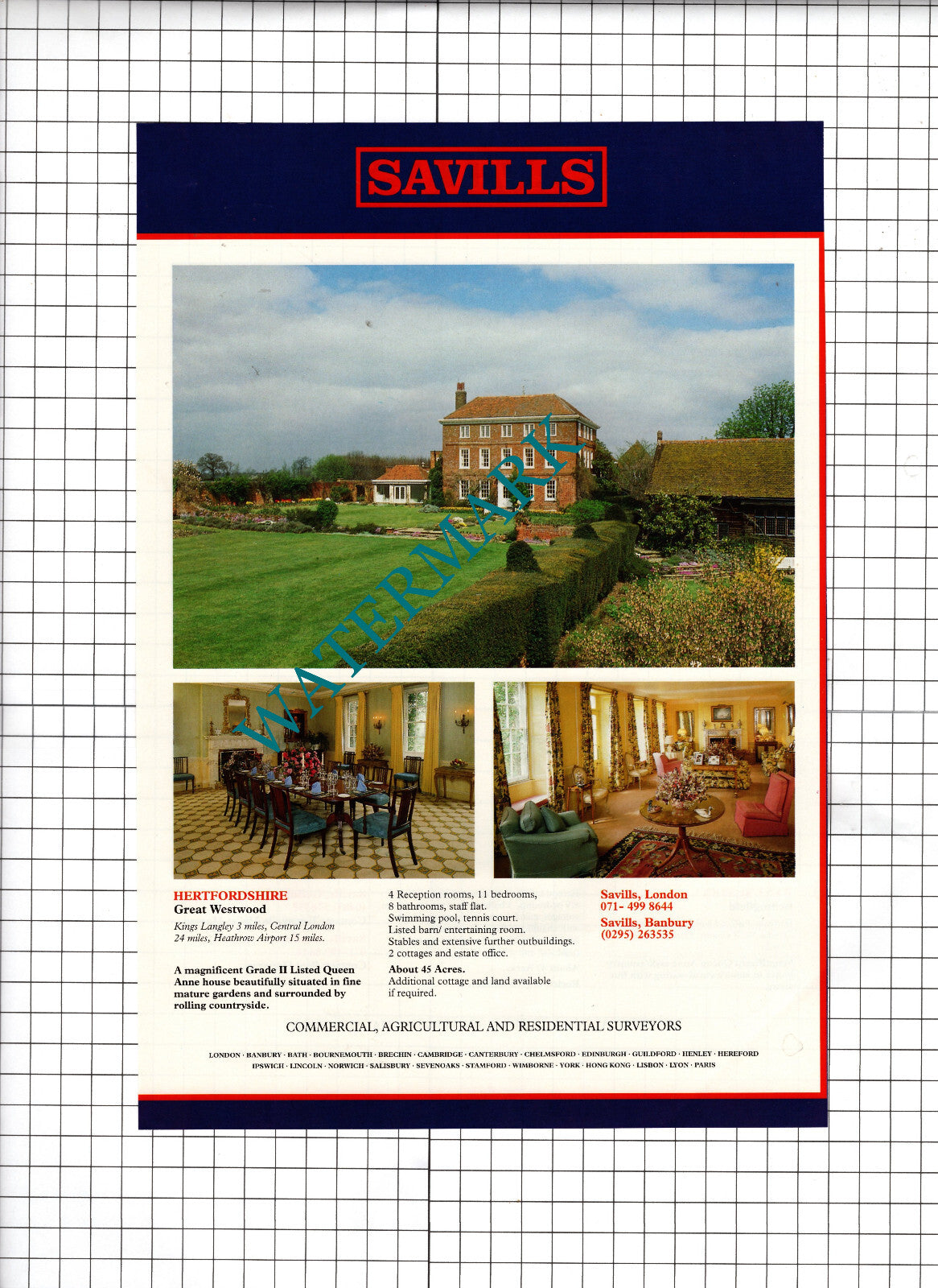 Itchingfield Sussex / Great Westwood Hertfordshire -1991 House Sale Advert
