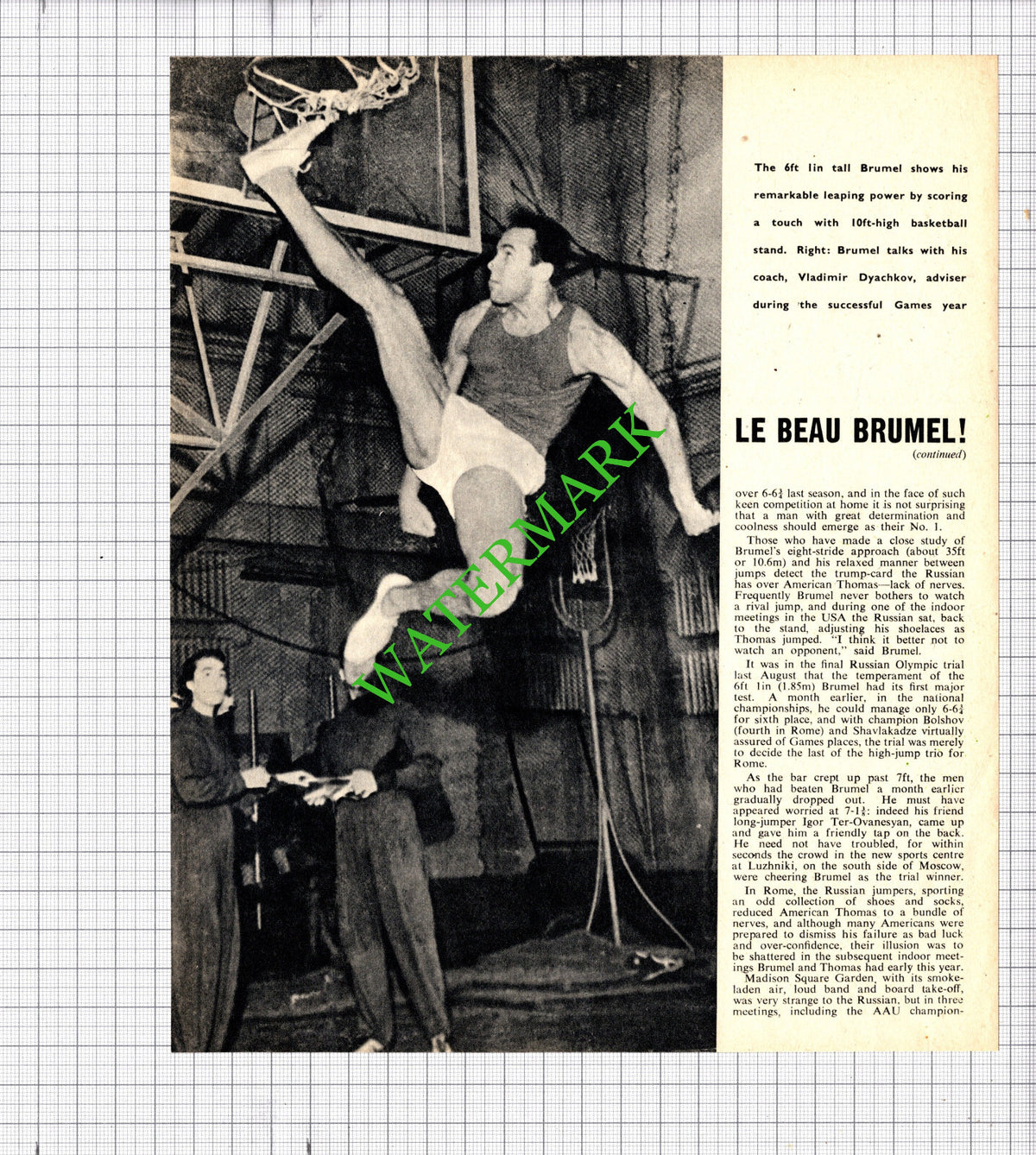 Valeriy Brumel Russian High Jumper - 1961 Article