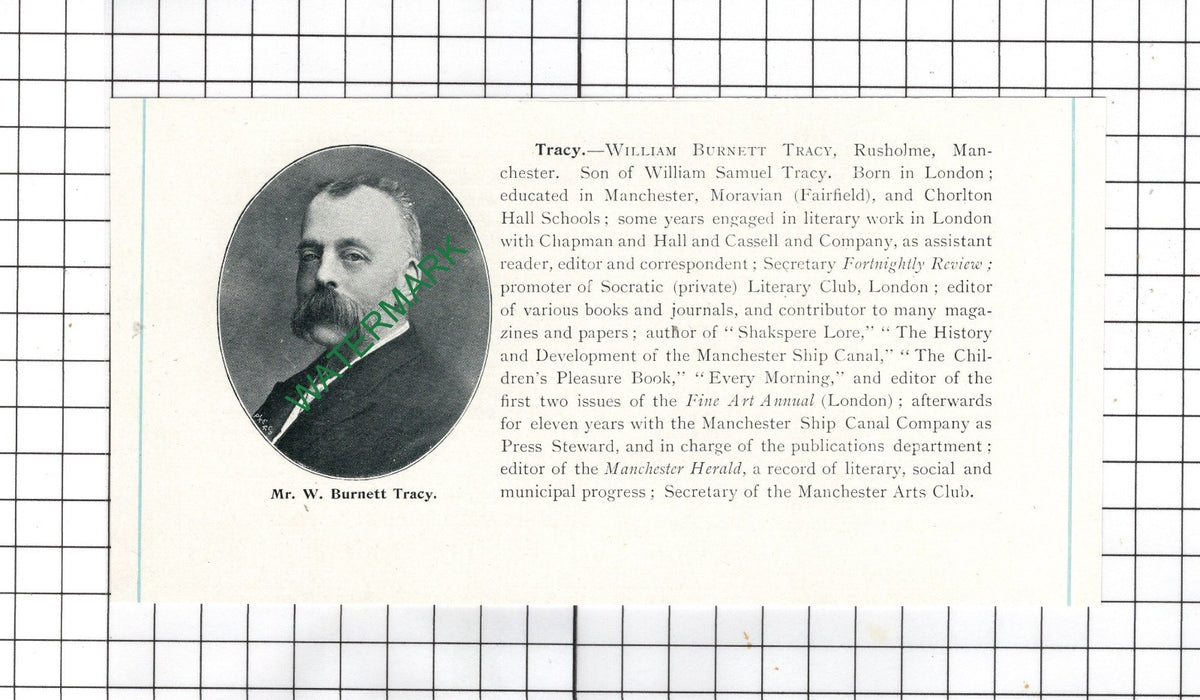 William Burnett Tracy Rusholme Manchester - c.1905 Clipping
