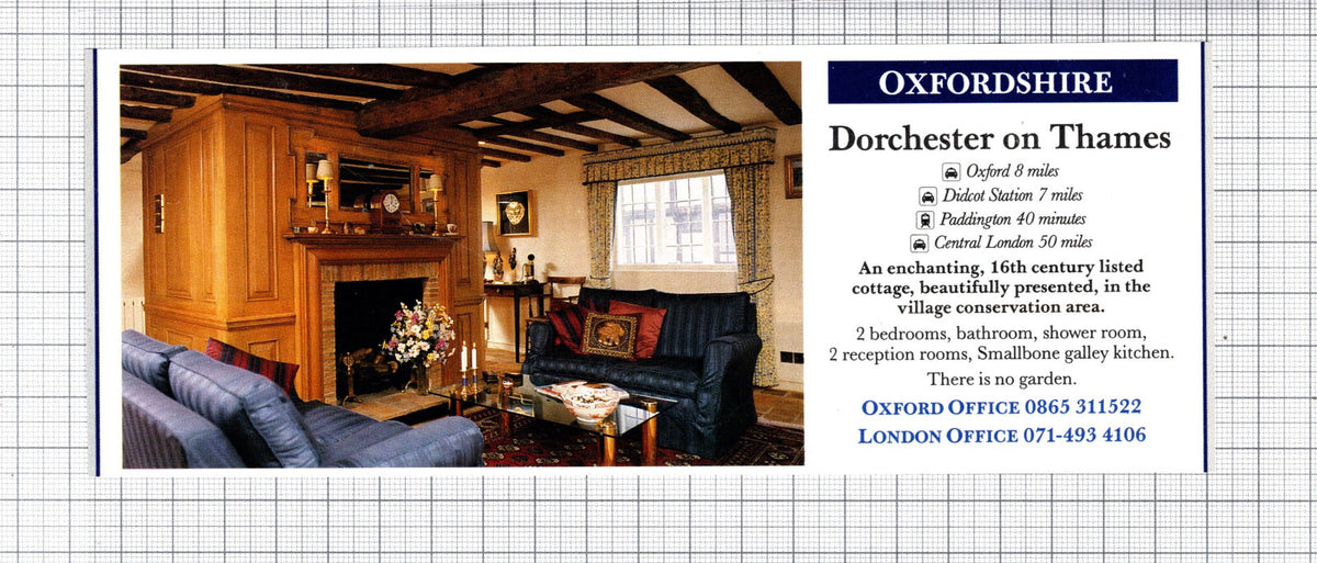 Dorchester On Thames Oxfordshire House Sale Advert - 1991 Cutting