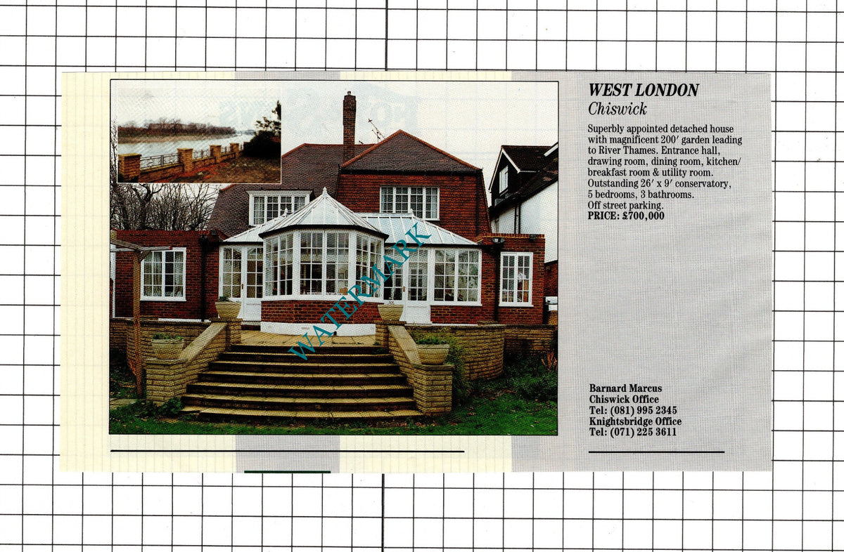 Warninglid Sussex / Chiswick London - 1991 House Sale Advert