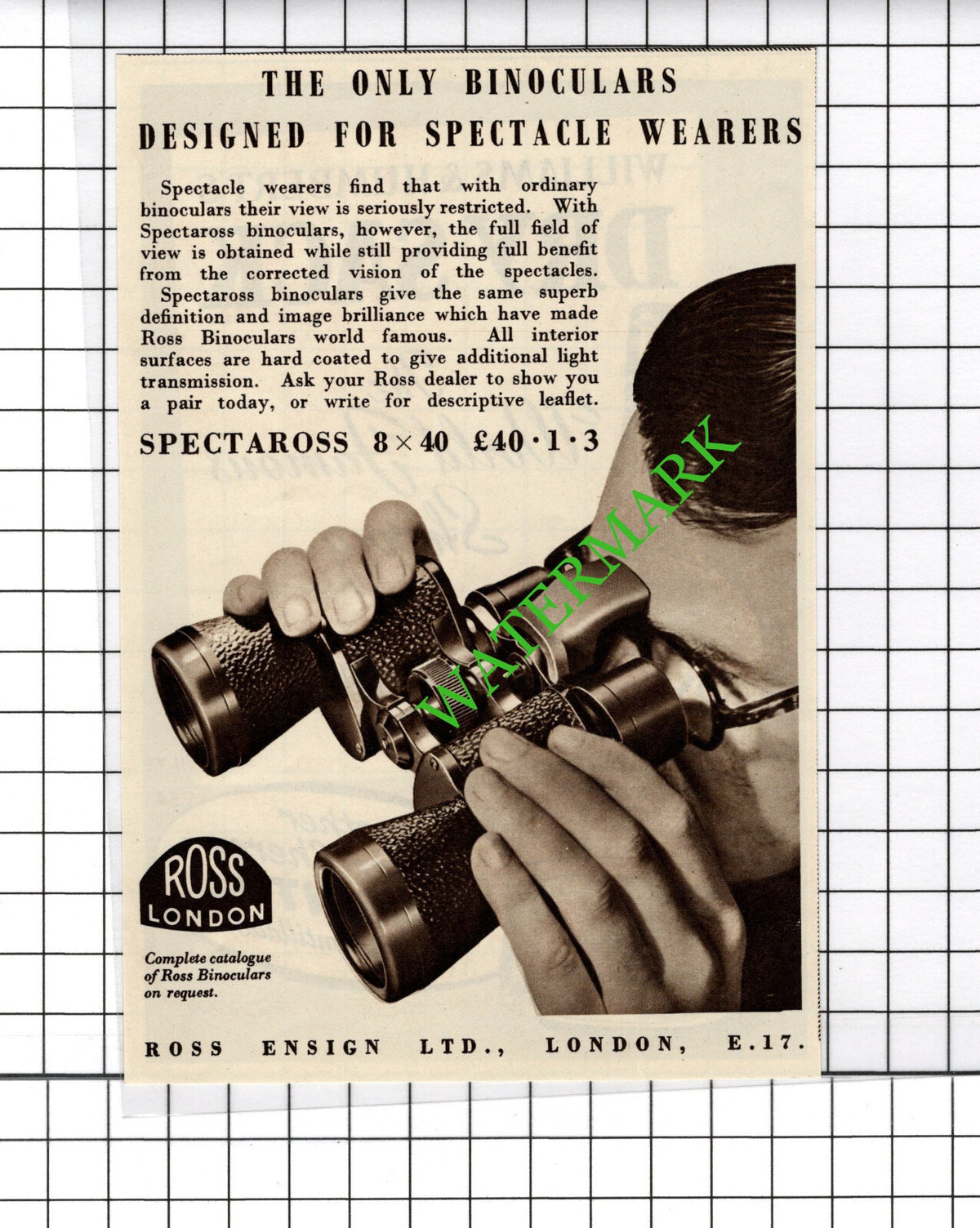 Ross Ensign Ltd London Advert - 1954 Cutting