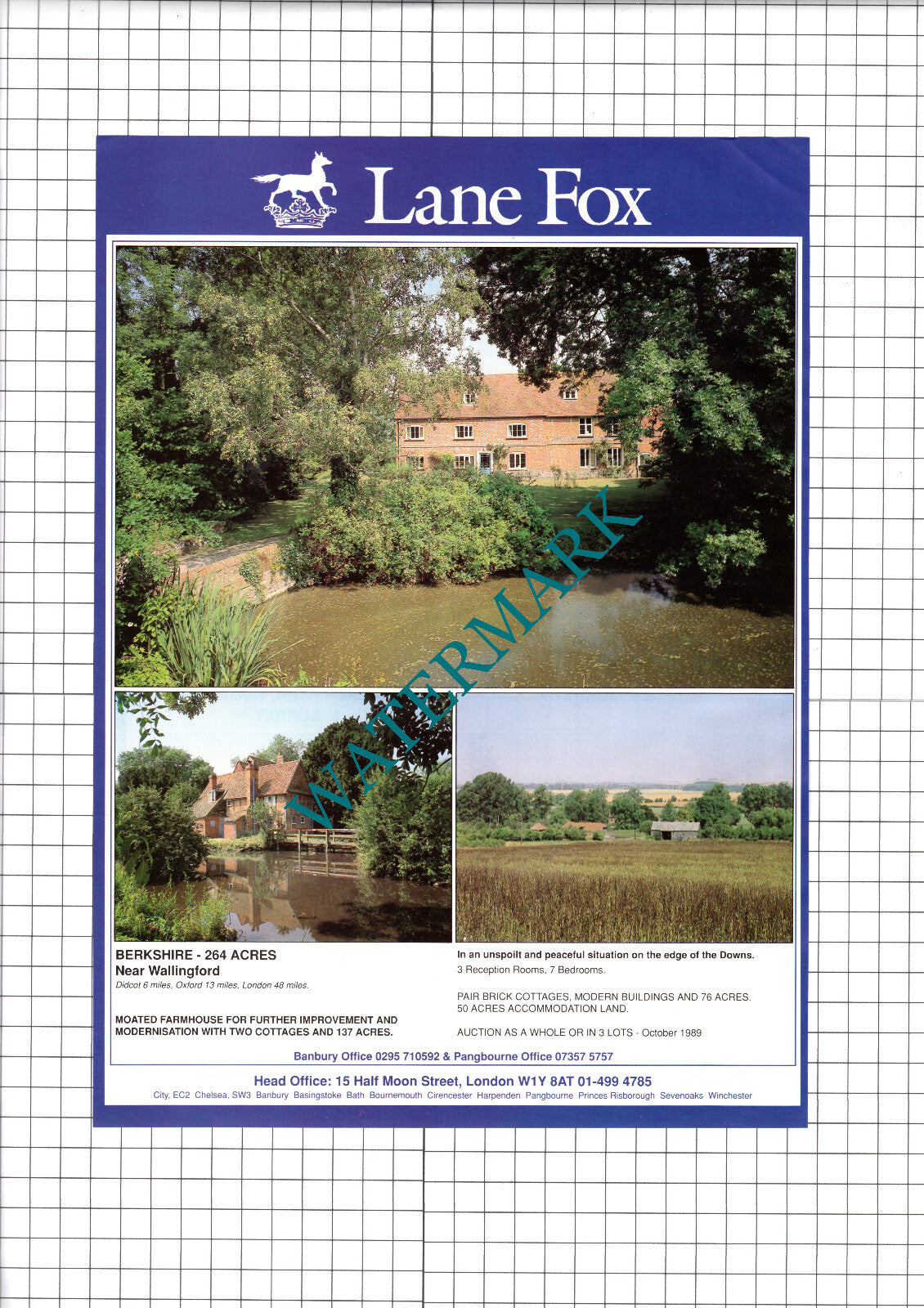 Wallingford Berkshire Farm House Sale Advert - 1989 Clipping / Print