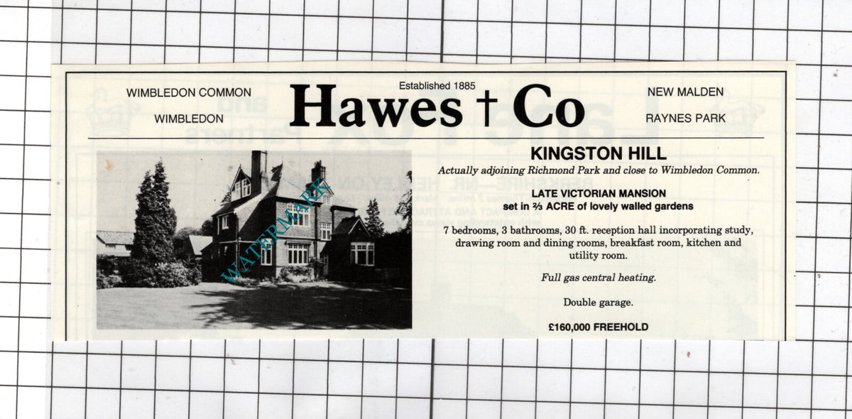 Kingston Hill Wimbledon Common Richmond Park - 1980 House Sale Advert