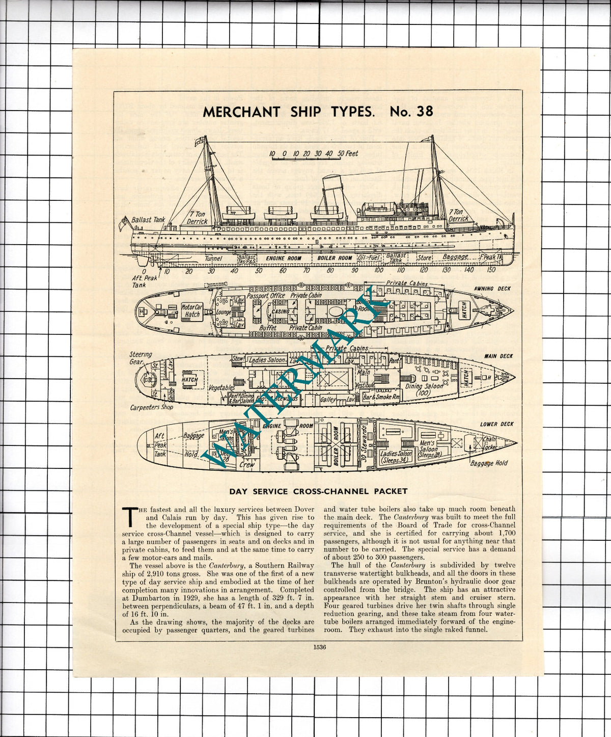 The CANTERBURY Southern Railway Ship - c.1940's Cutting
