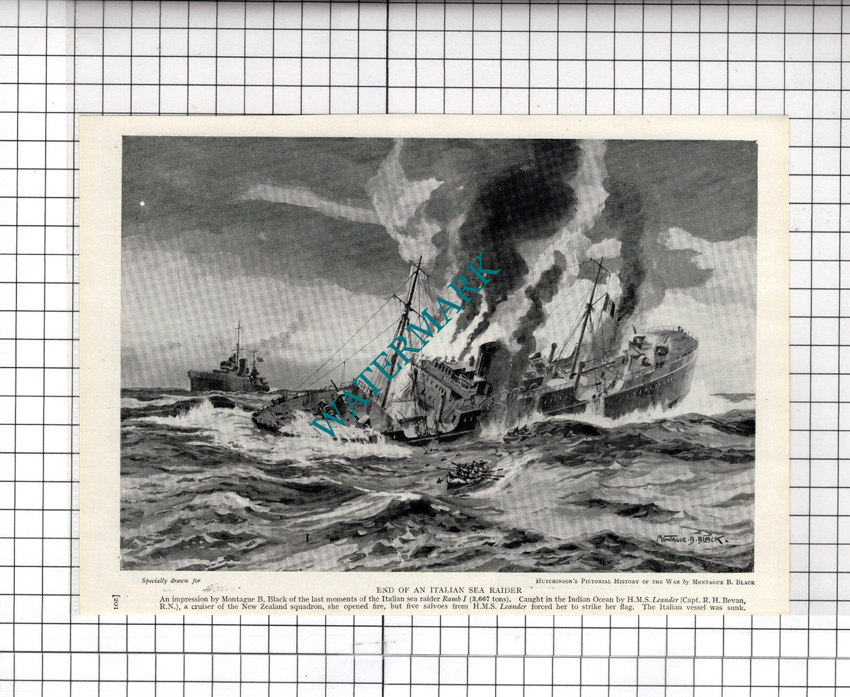 RAMB 1 Italian Boat Sunk HMS Leander World War Two WW2 - 1940's Cutting