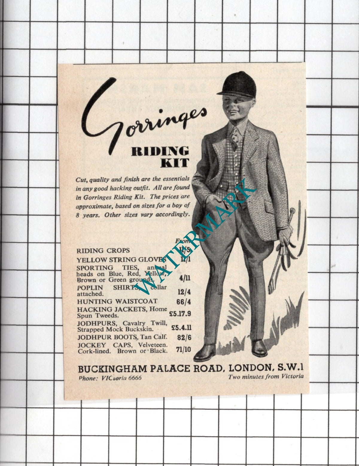 Gorringes Riding Kit ADVERT - 1949 Small Clipping