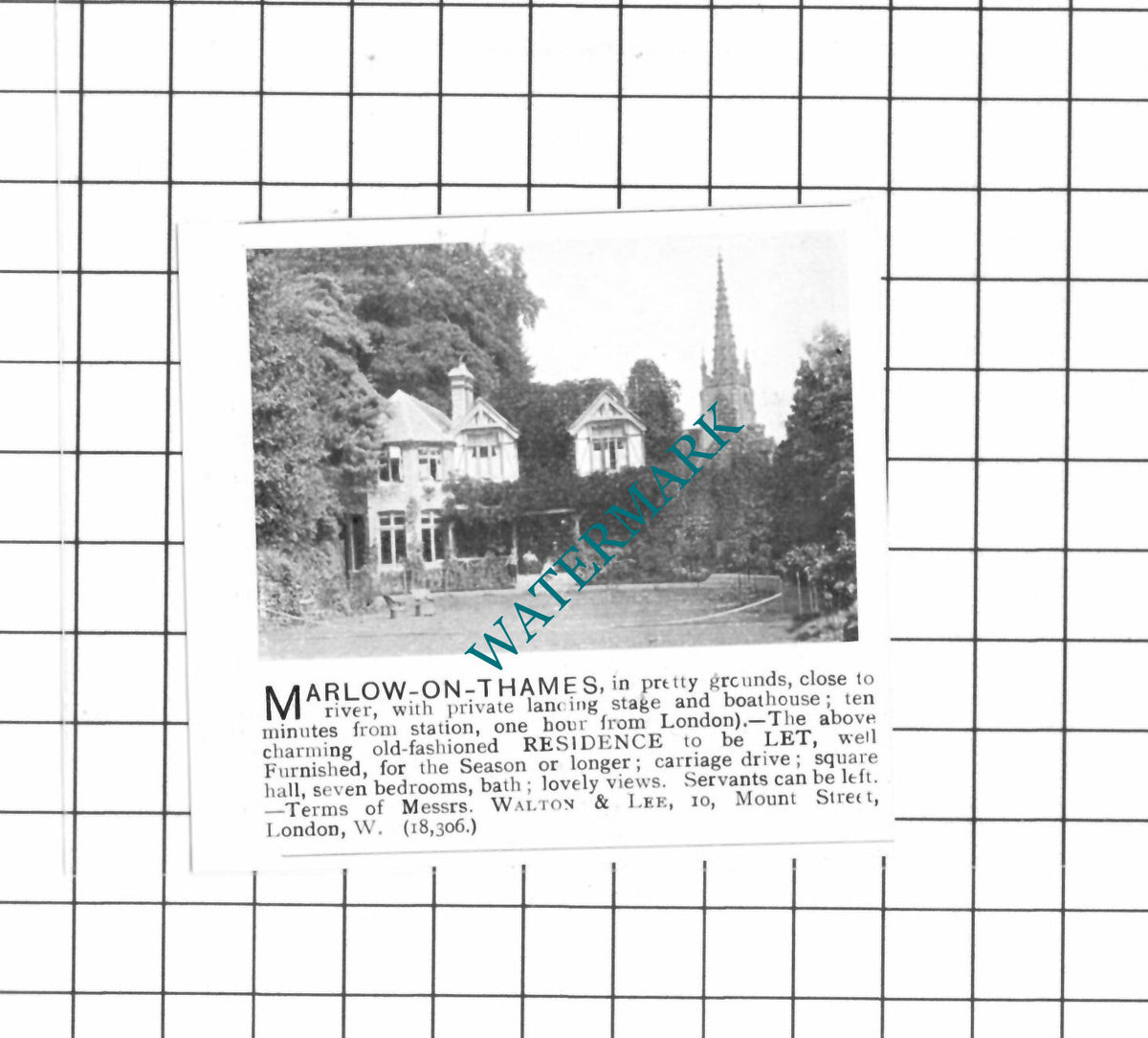 Marlow On Thames Buckinghamshire House Advert - 1903 SMALL Clipping