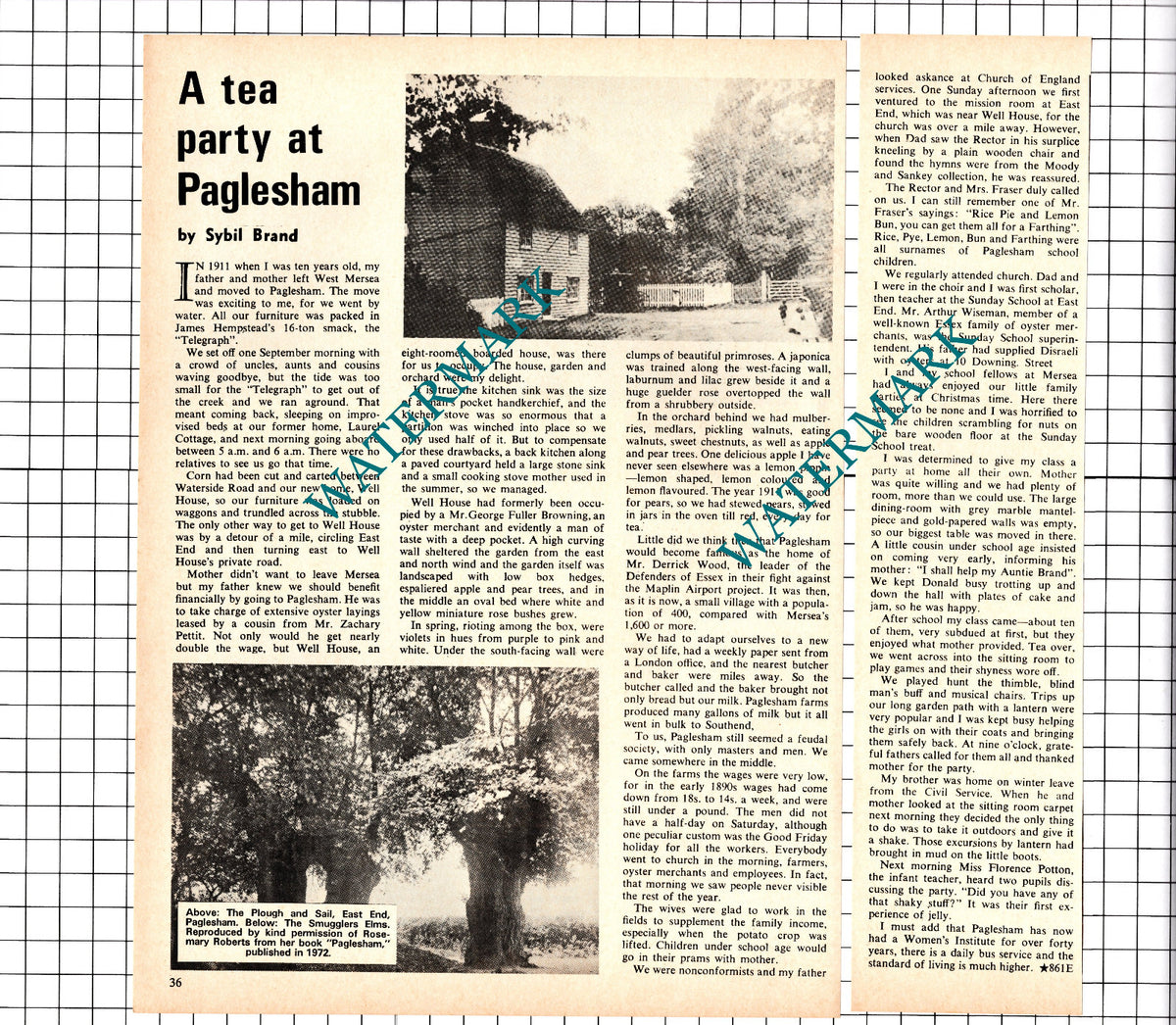 Well House Paglesham Essex - 1974 Two-Part Clipping / Print