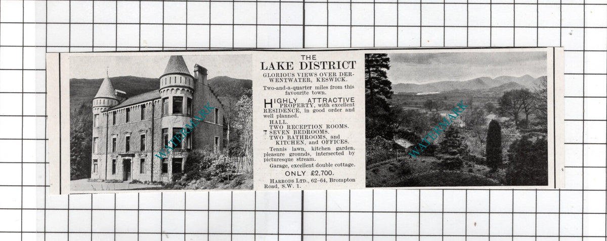 Keswick Cumbria - 1927 Small House Sale Advert