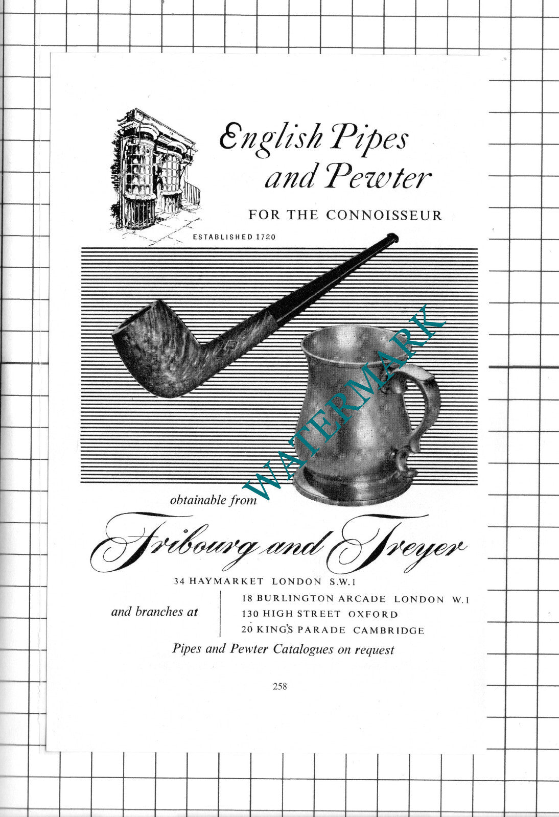 Fribourg and Treyer London Advert - c.1960's Clipping / Print