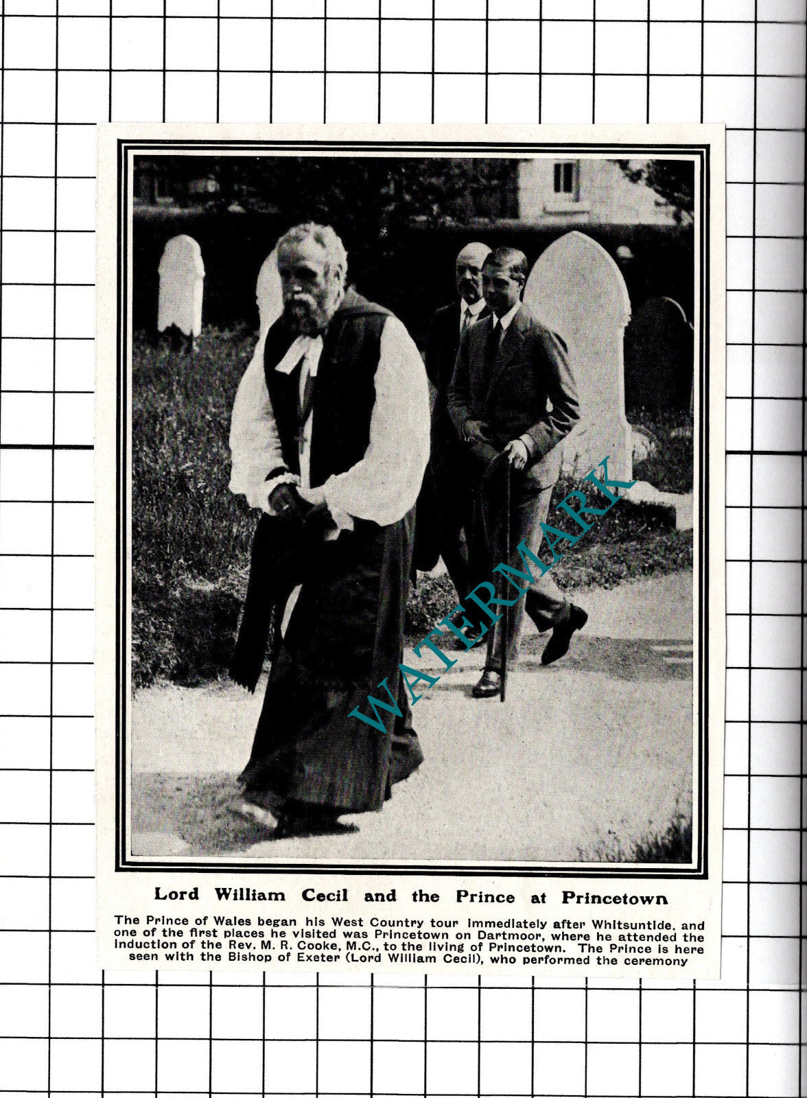 Lord William Cecil Princetown Dartmoor - 1919 Cutting / Print