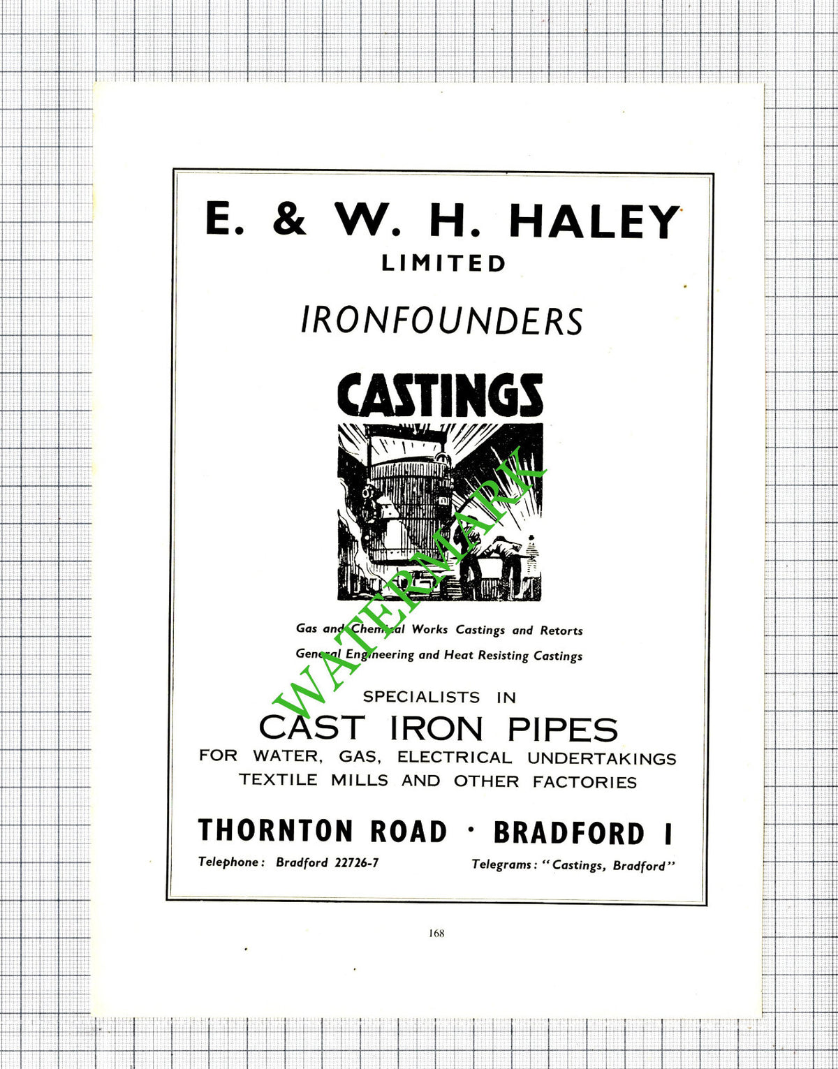 E & W H Haley Ltd Ironfounders Bradford Yorkshire Advert - 1957 Cutting